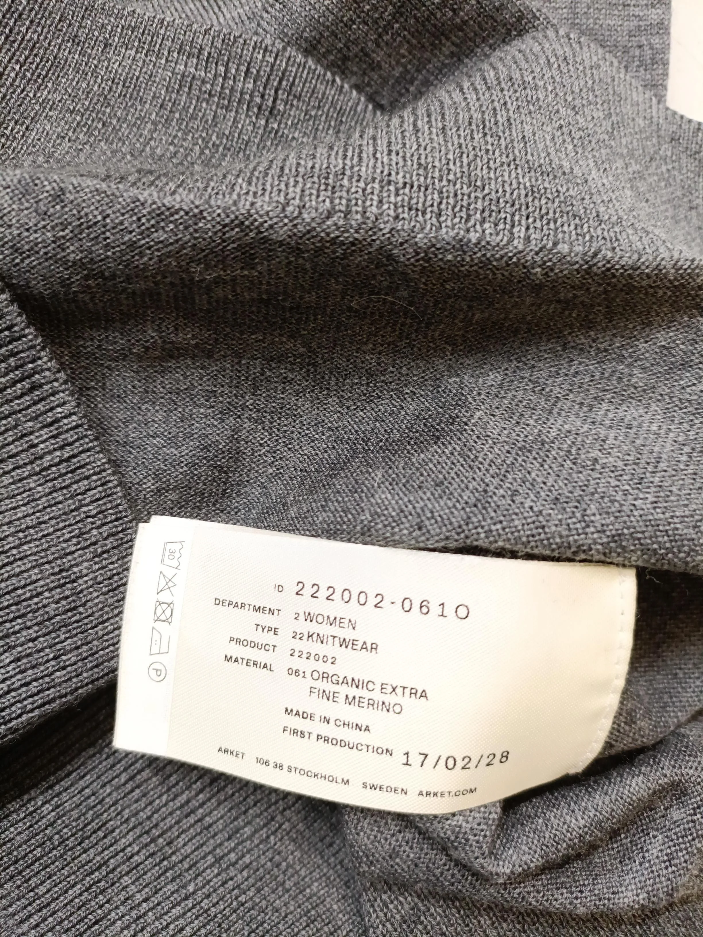 Arket Men's Jumper S Grey 100% Wool Round Neck Pullover - Image 5