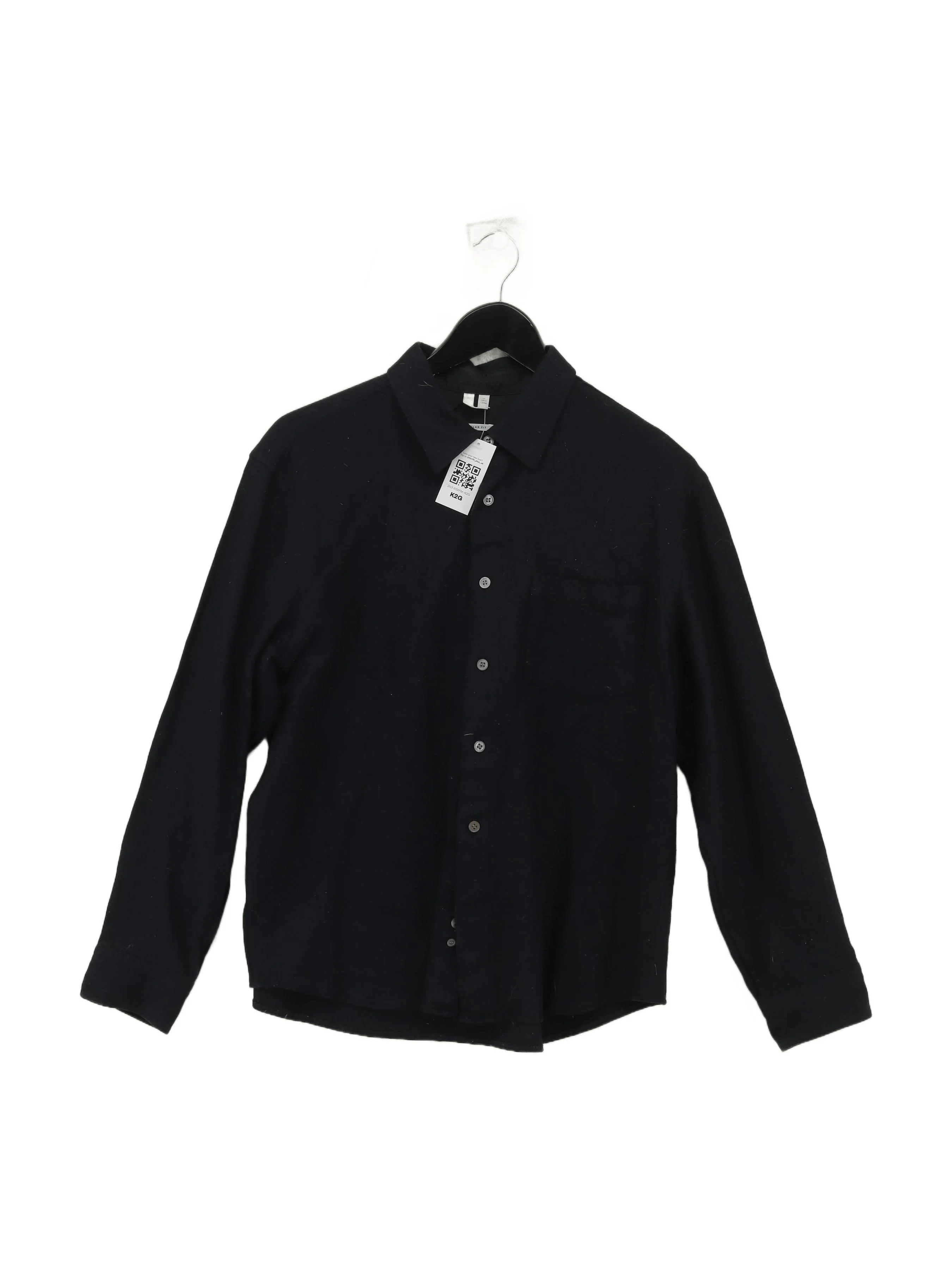 Arket Men's Shirt L Black Wool with Polyamide, Viscose Basic