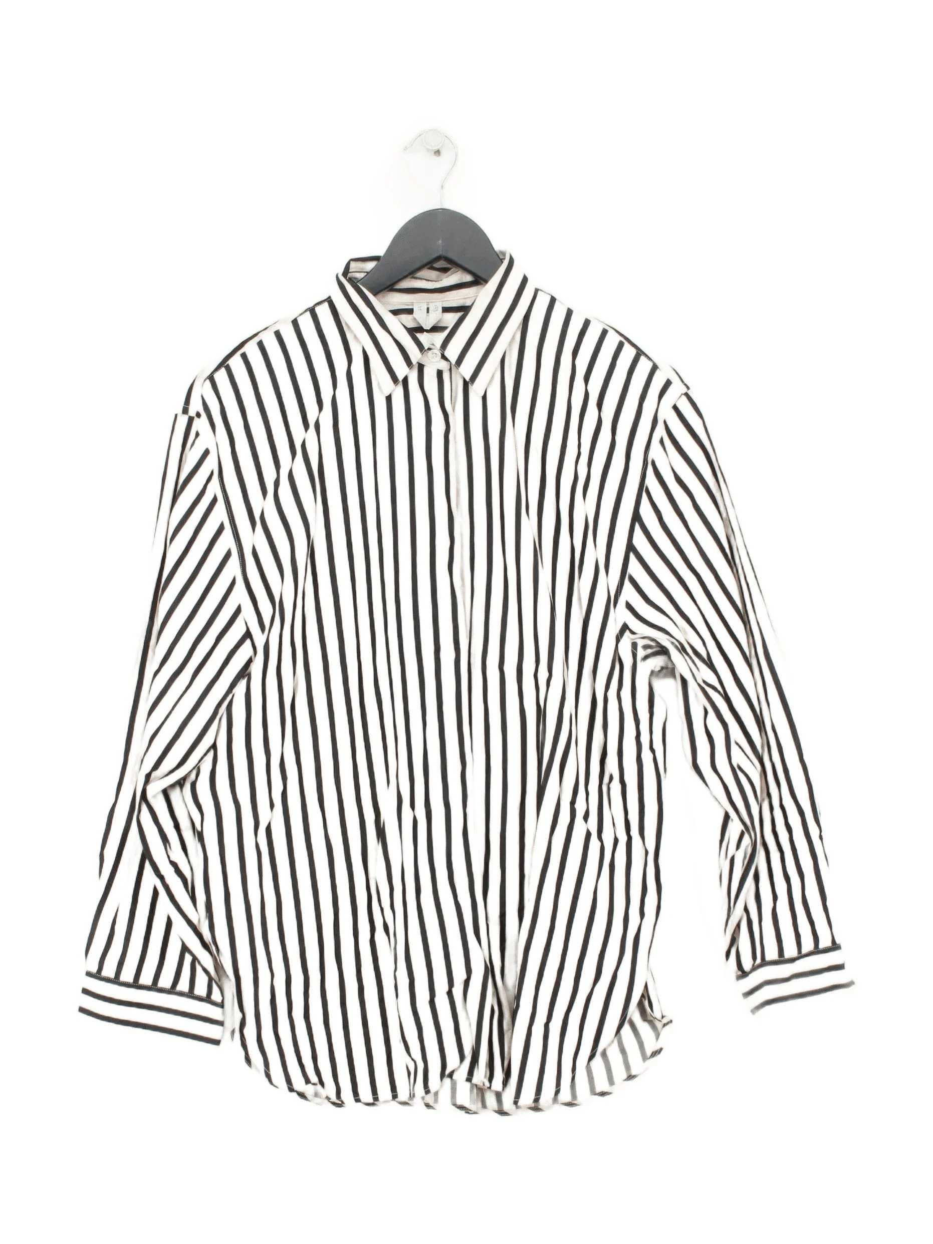 Arket Men's Shirt M Cream Striped 100% Cotton Basic