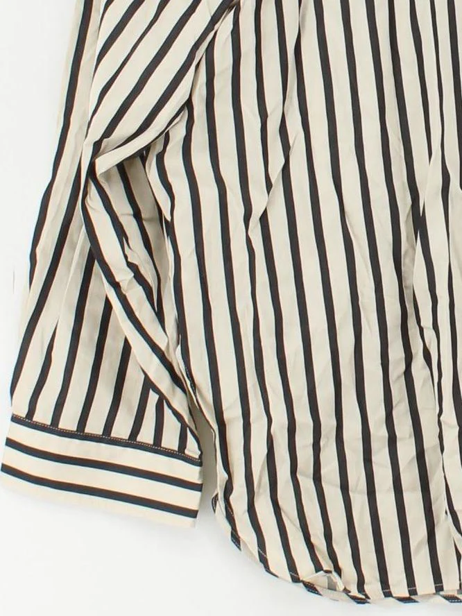 Arket Men's Shirt M Cream Striped 100% Cotton Basic - Image 4
