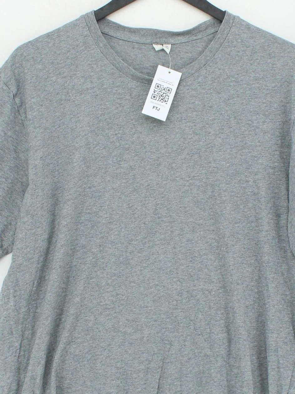 Arket Men's T-Shirt L Grey 100% Cotton Basic - Image 3