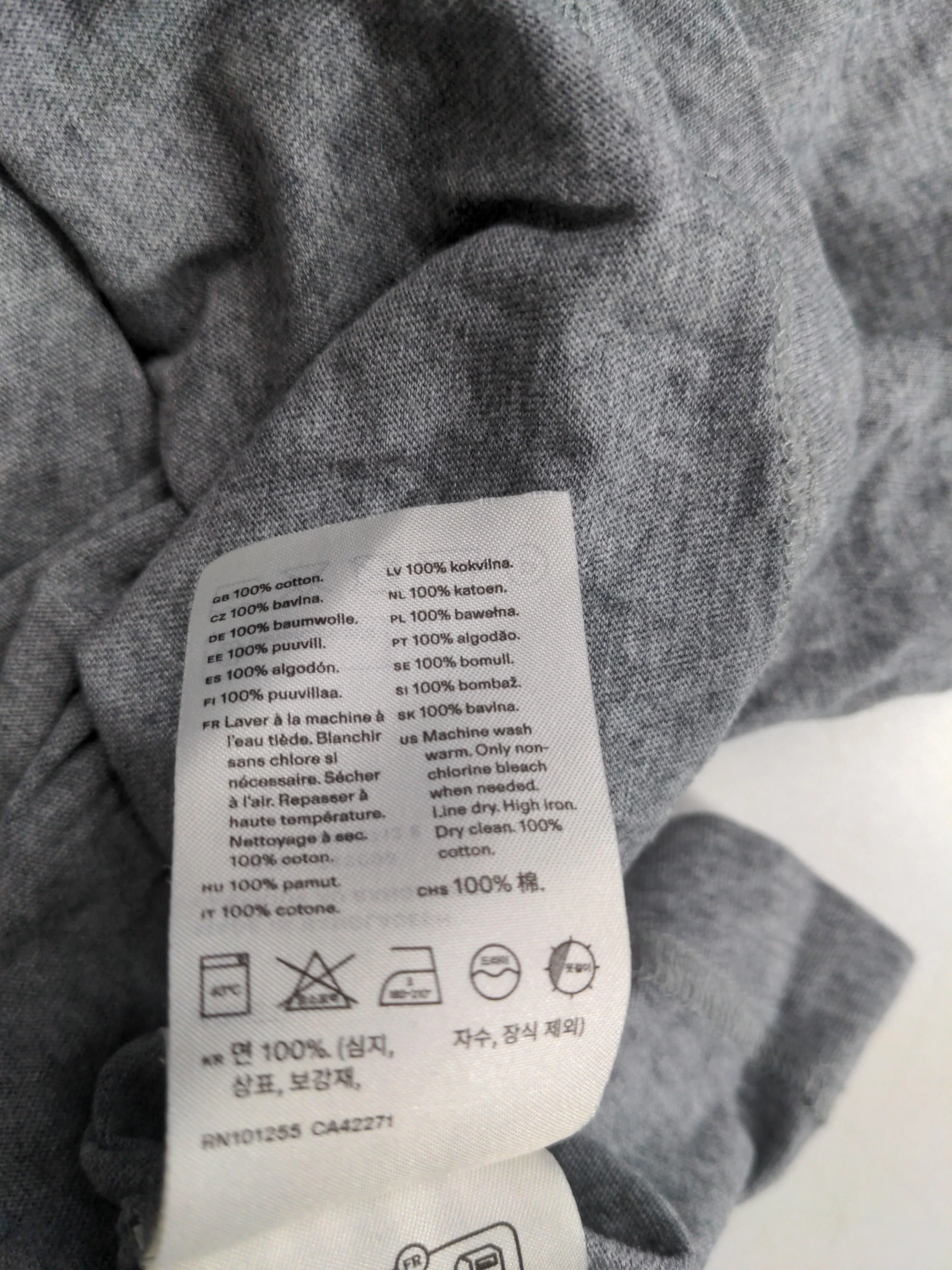 Arket Men's T-Shirt L Grey 100% Cotton Basic - Image 6