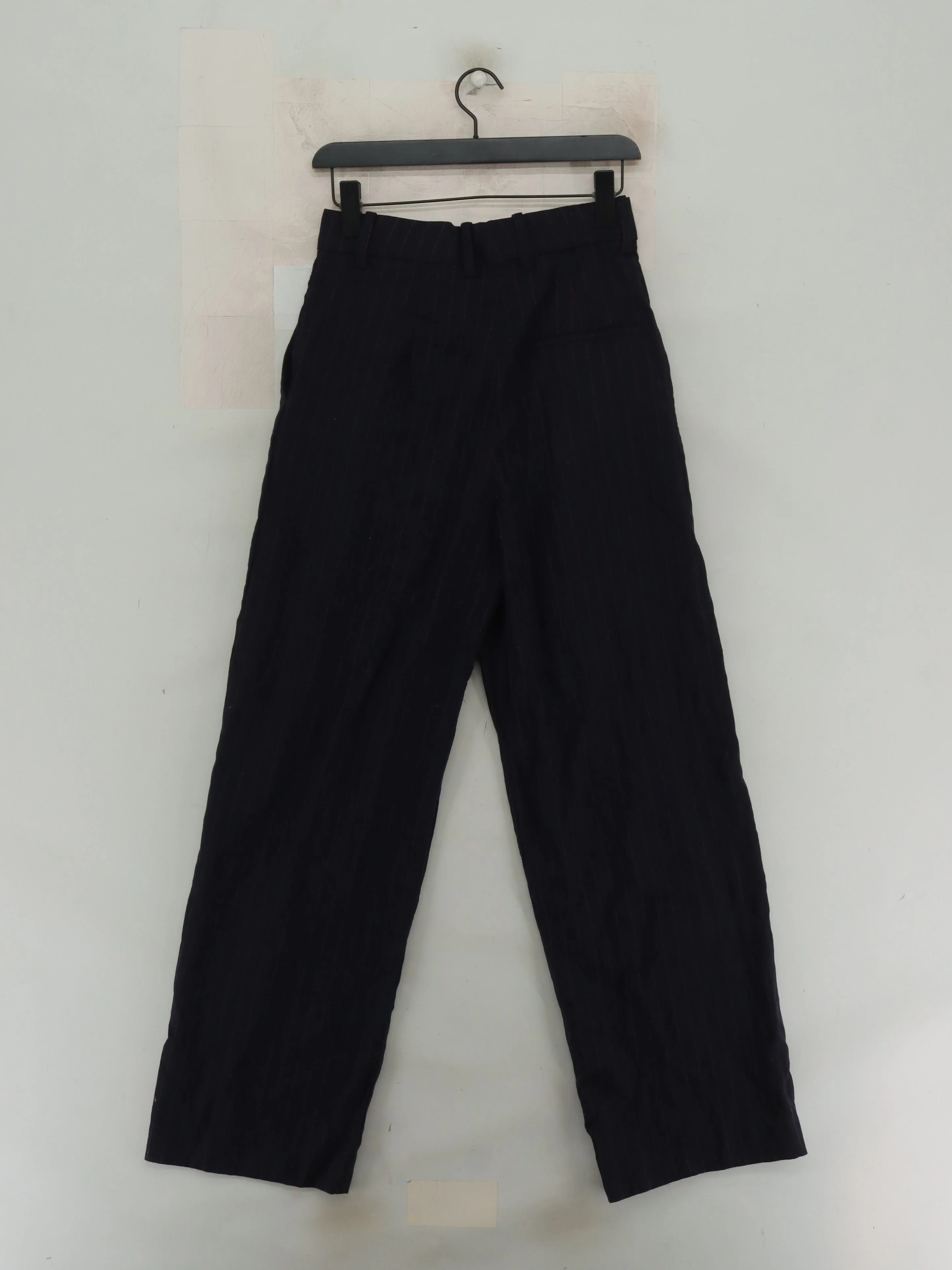 Arket Men's Trousers W 29 in Black Striped Wool with Elastane Wide-Leg Chino - Image 2