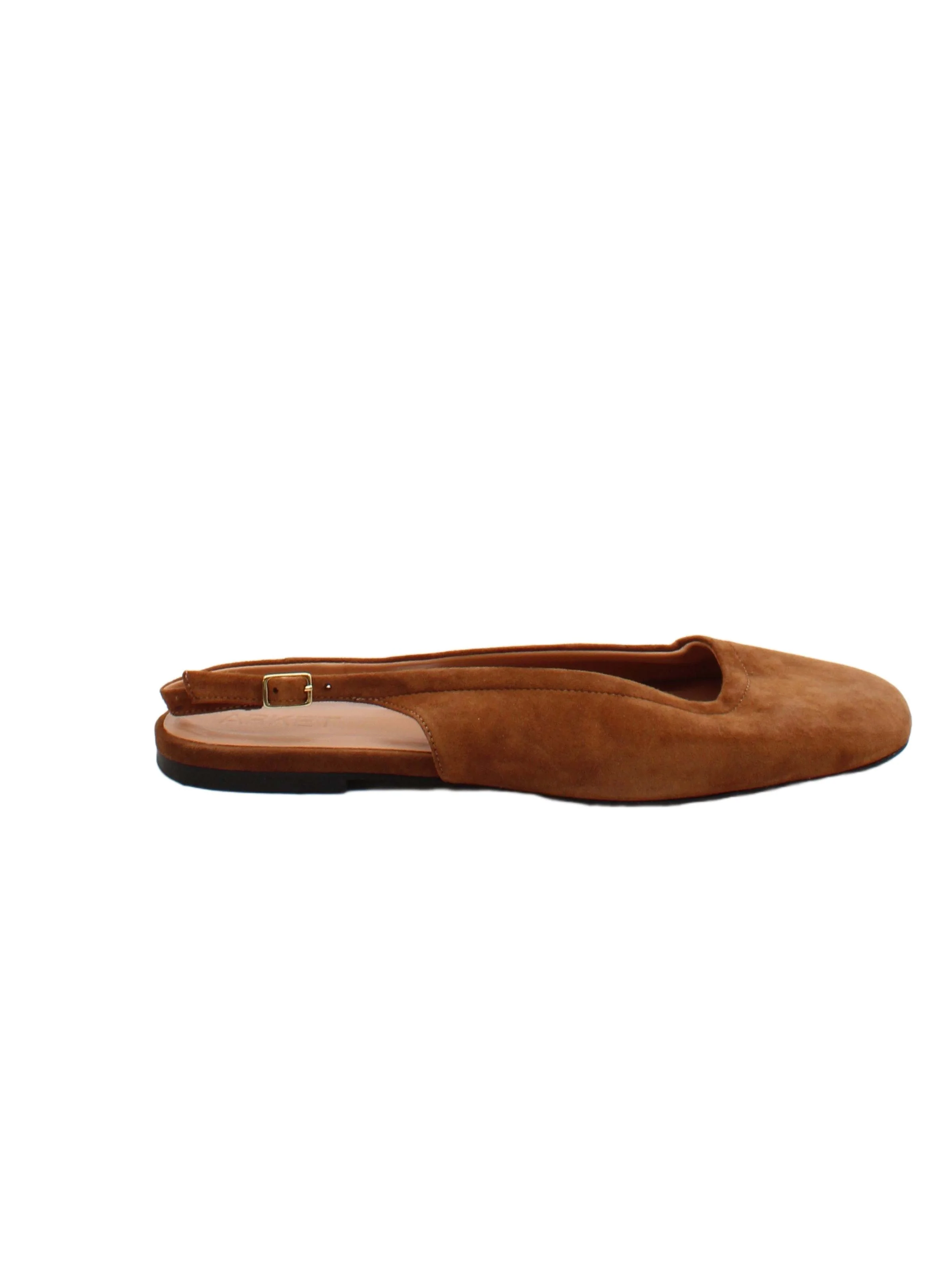 Arket Women's Flat Shoes UK 6 Brown Suede with Leather Ballet