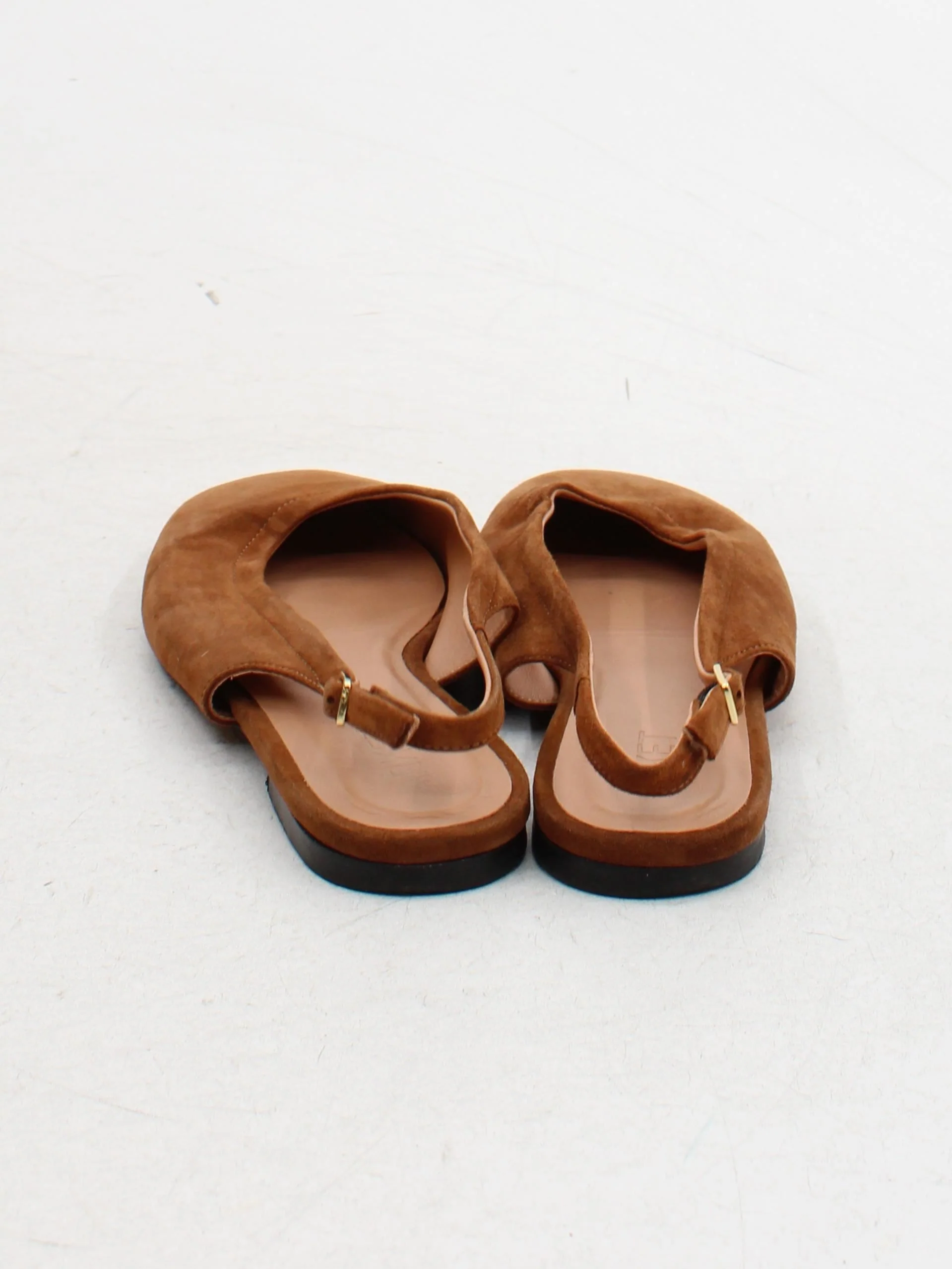 Arket Women's Flat Shoes UK 6 Brown Suede with Leather Ballet - Image 3