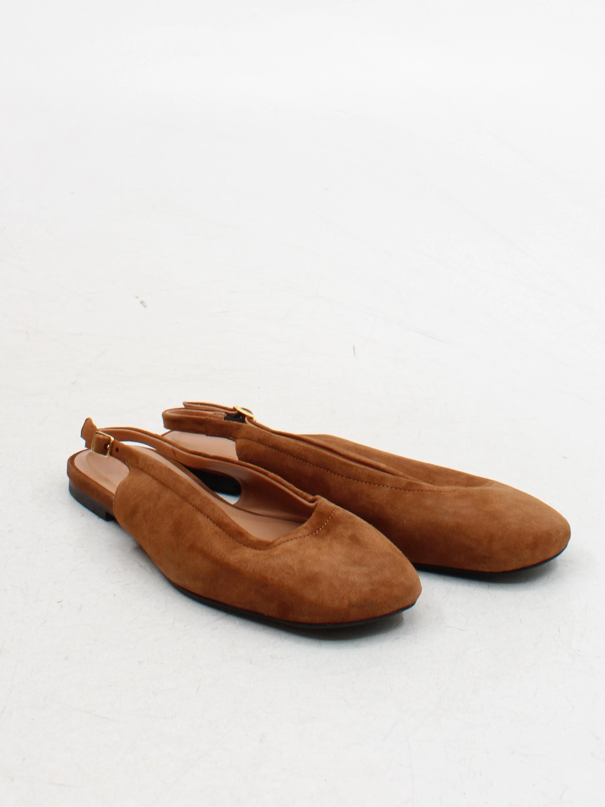 Arket Women's Flat Shoes UK 6 Brown Suede with Leather Ballet - Image 4