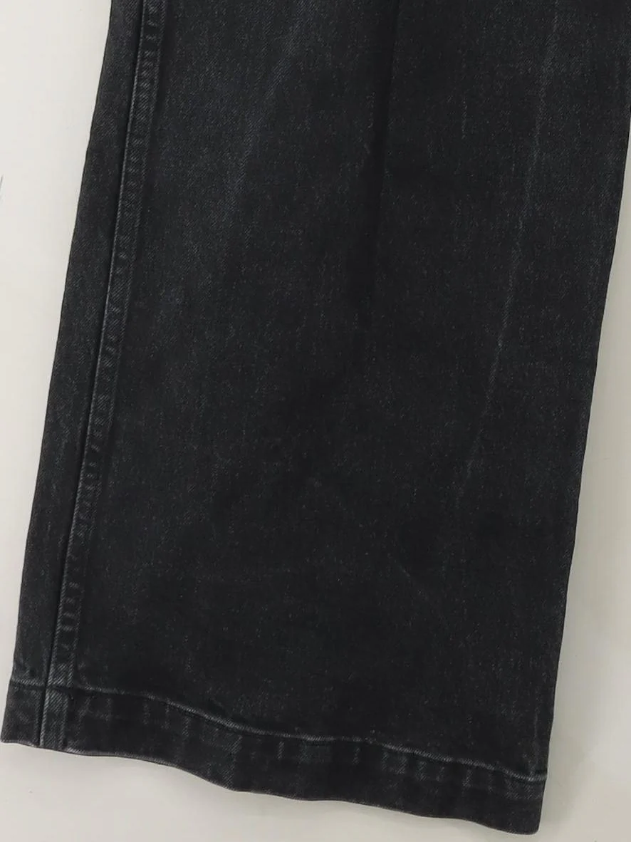 Arket Women's Jeans UK 16 Black Cotton with Elastane Wide-Leg - Image 4