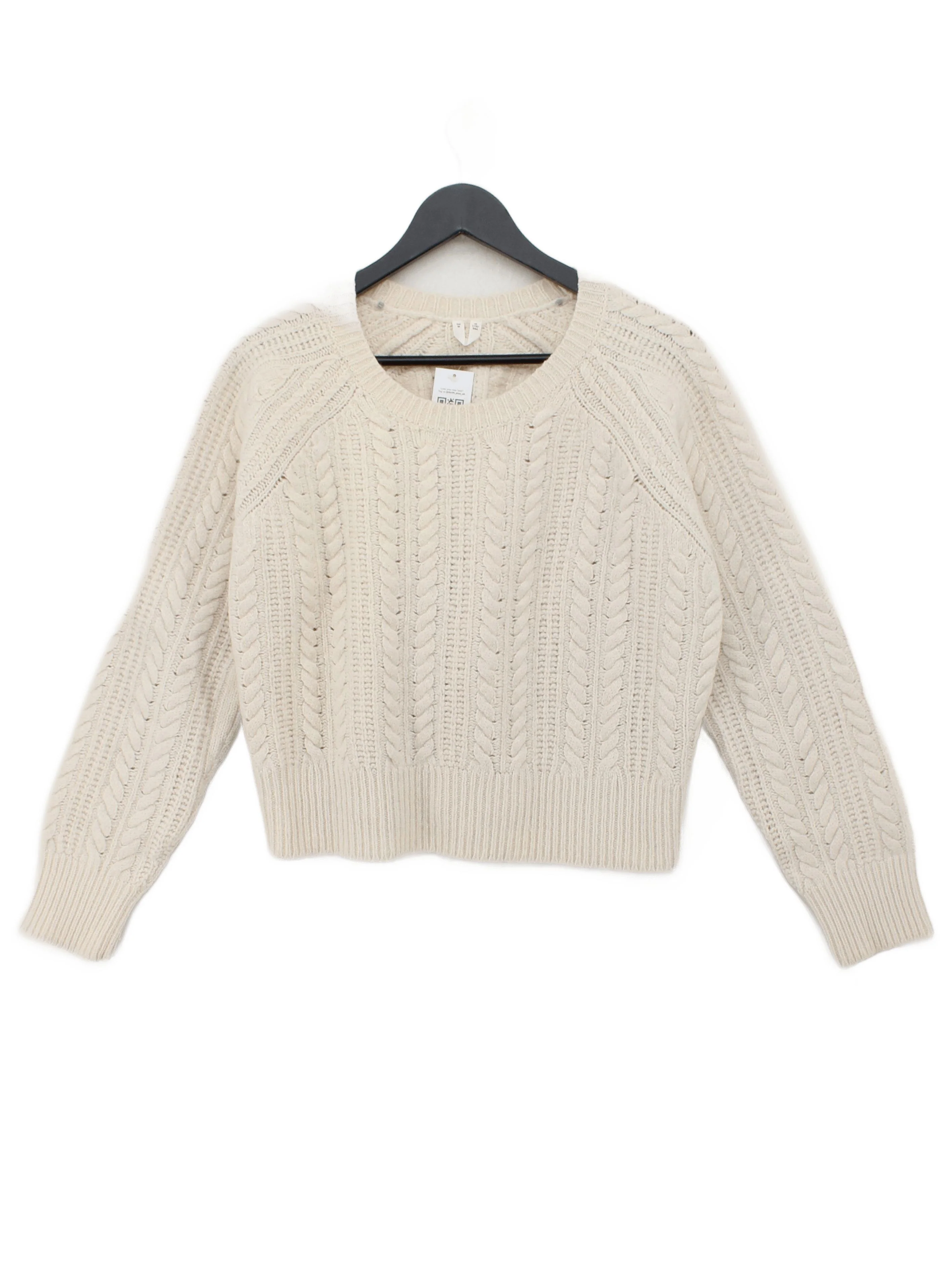 Arket Women's Jumper M Cream 100% Wool Crew Neck Pullover