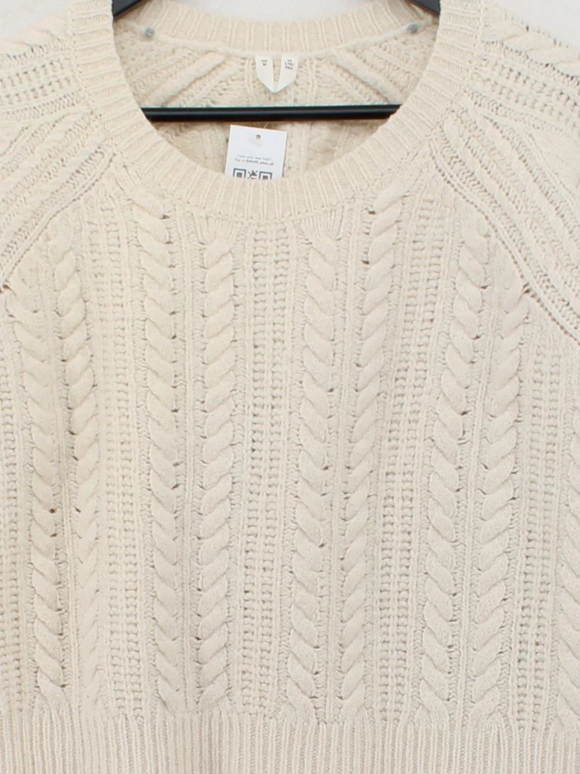Arket Women's Jumper M Cream 100% Wool Crew Neck Pullover - Image 3