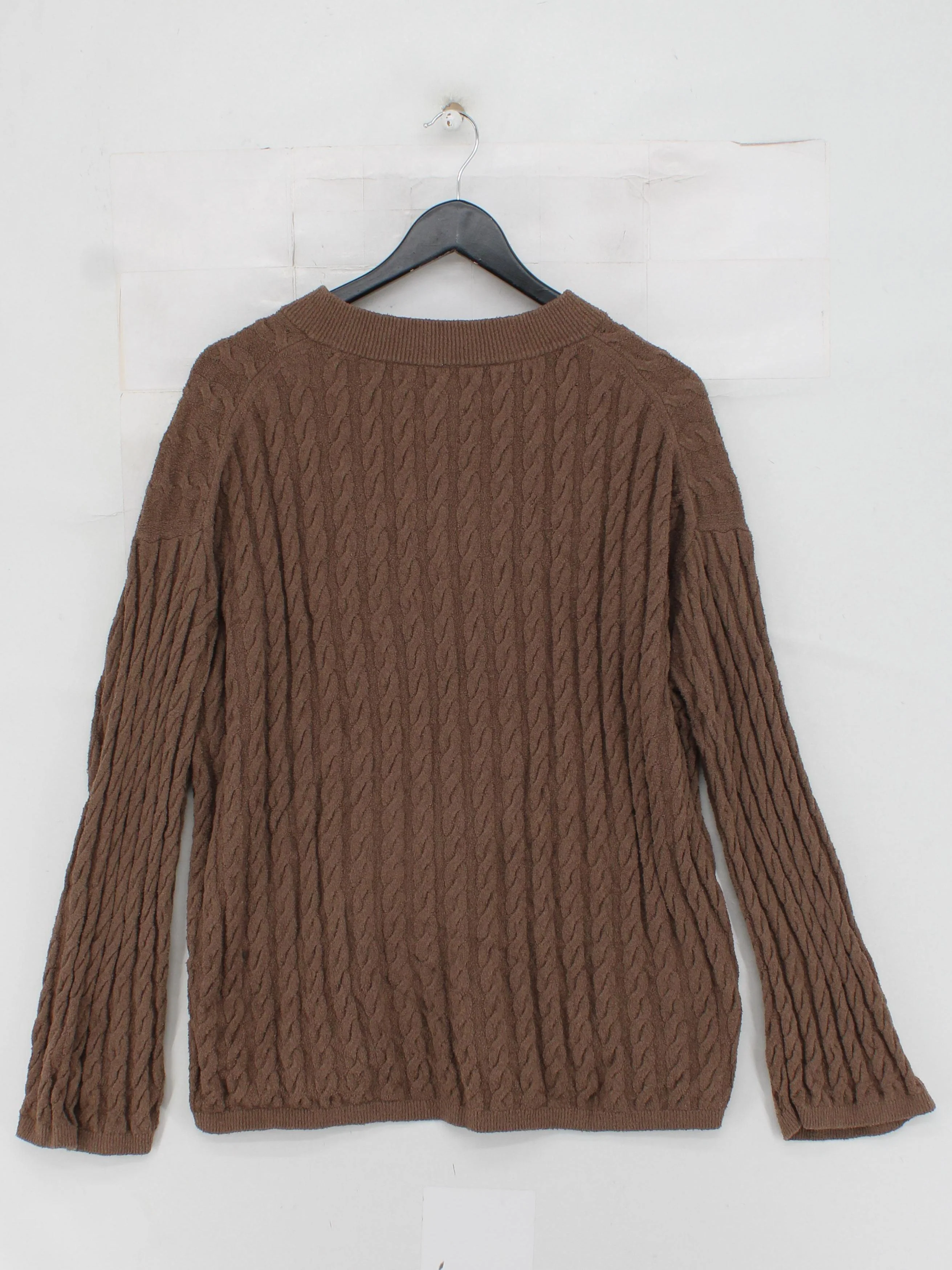 Arket Women's Jumper S Brown Cotton with Polyamide V-Neck Pullover - Image 2