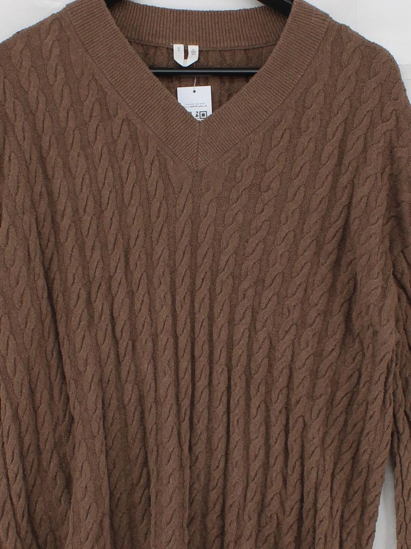 Arket Women's Jumper S Brown Cotton with Polyamide V-Neck Pullover - Image 3