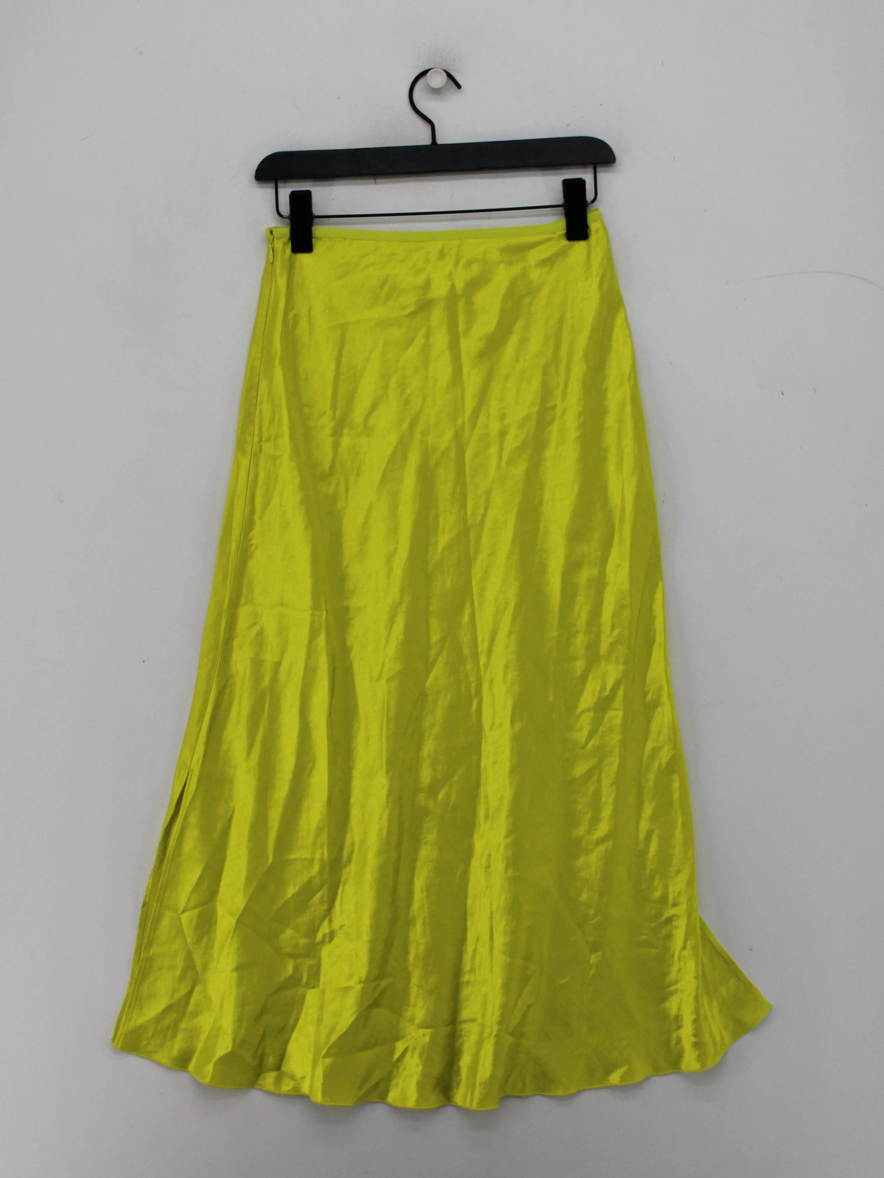 Arket Women's Midi Skirt UK 10 Yellow 100% Acetate Midi A-Line - Image 2