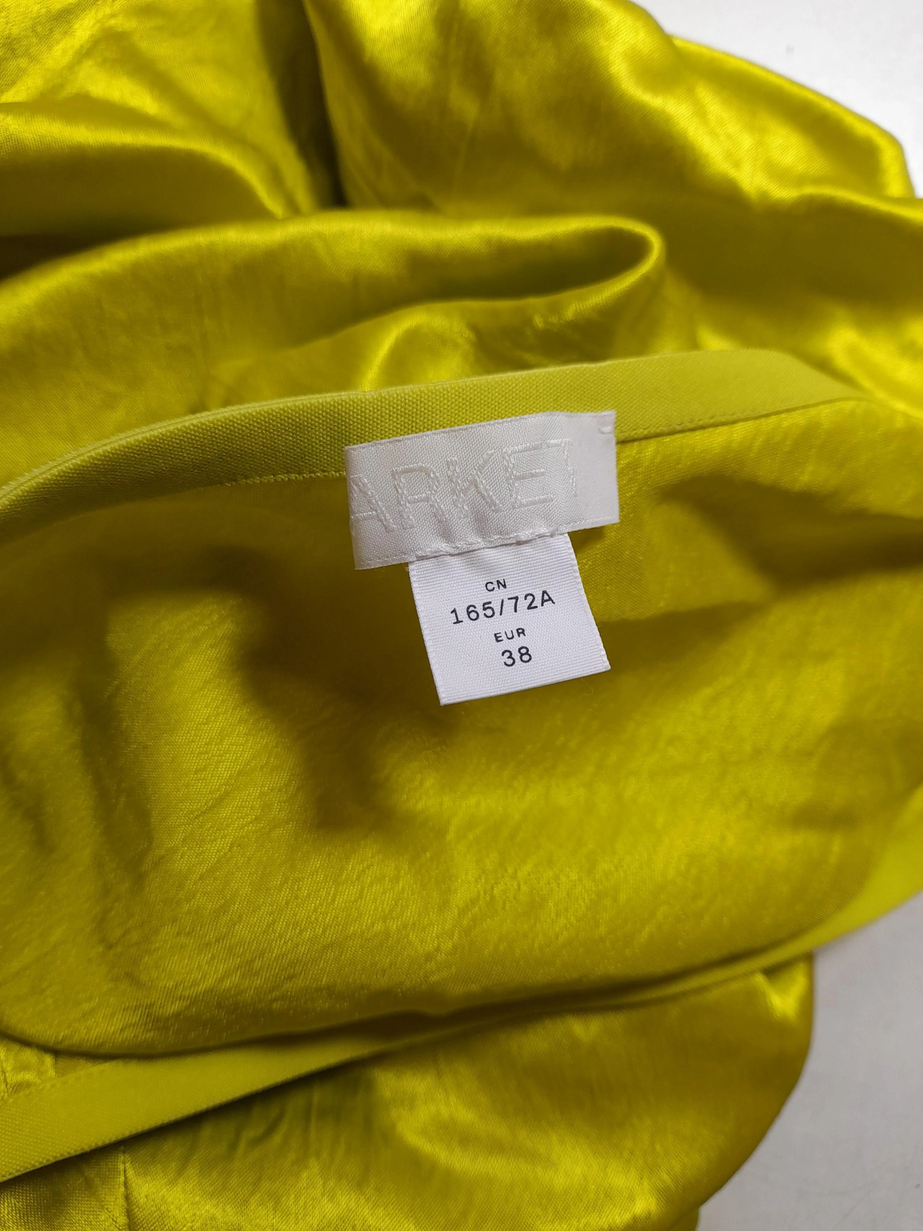 Arket Women's Midi Skirt UK 10 Yellow 100% Acetate Midi A-Line - Image 5