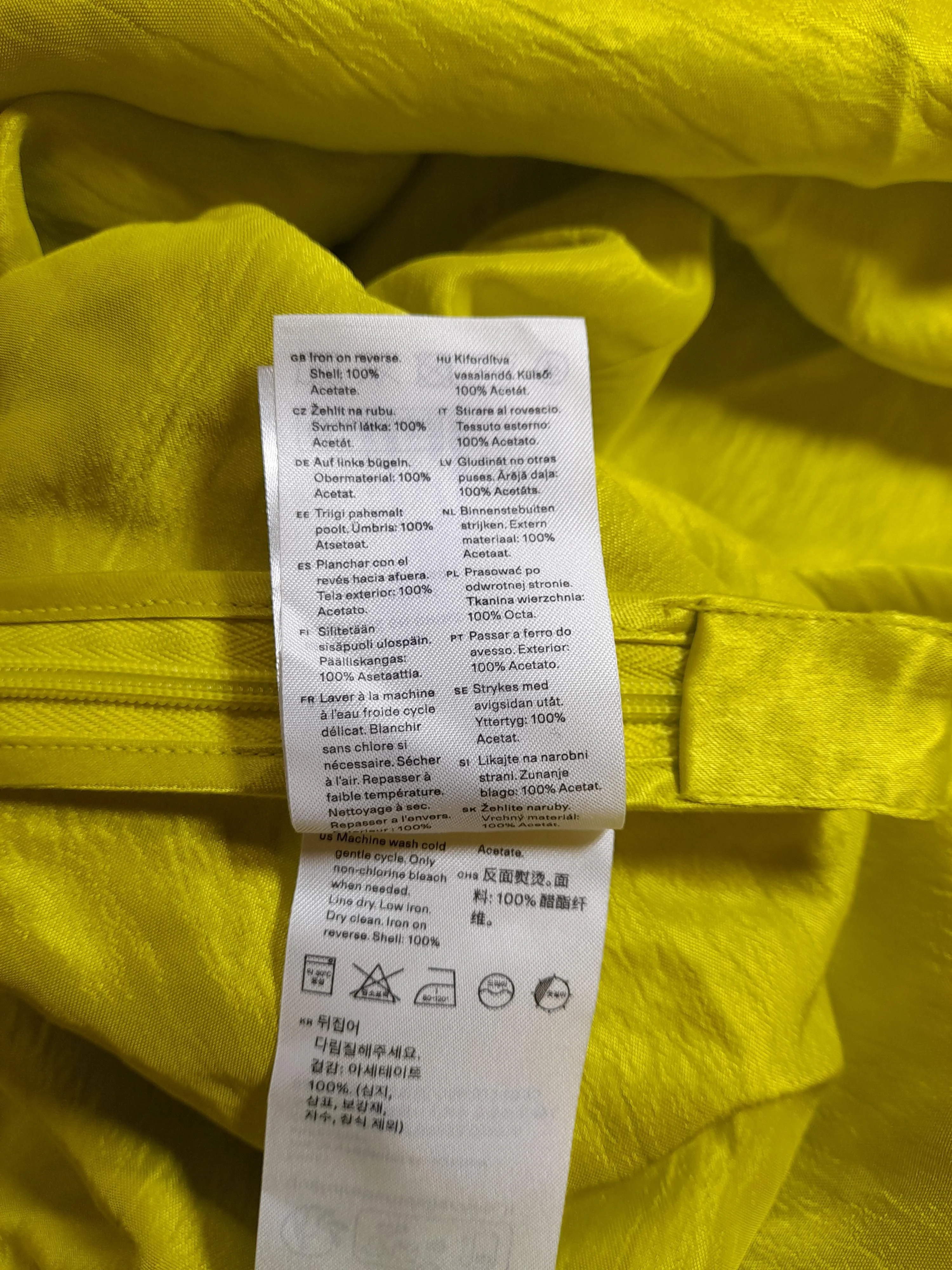 Arket Women's Midi Skirt UK 10 Yellow 100% Acetate Midi A-Line - Image 6