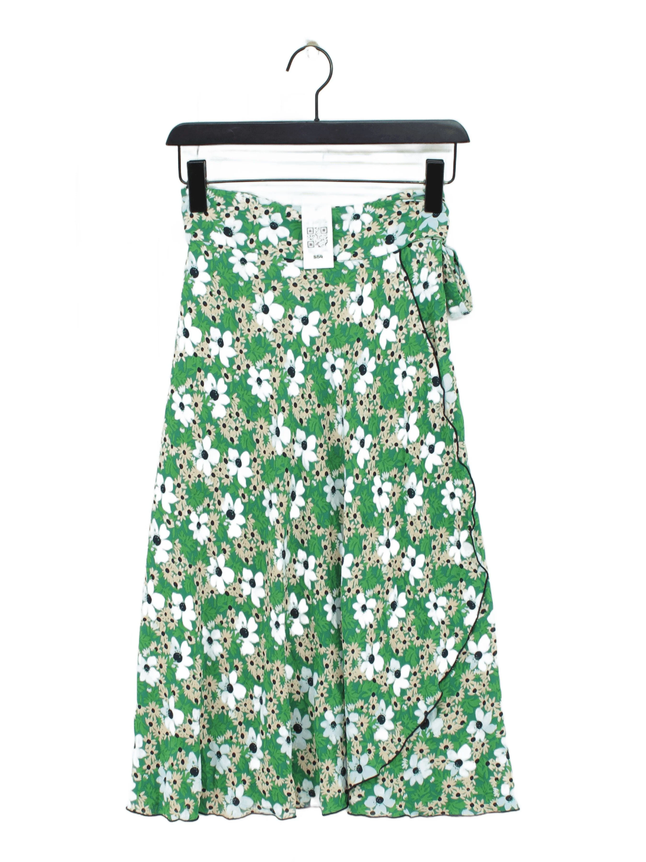 Arket Women's Mini Skirt XS Green Floral 100% Viscose Short Mini