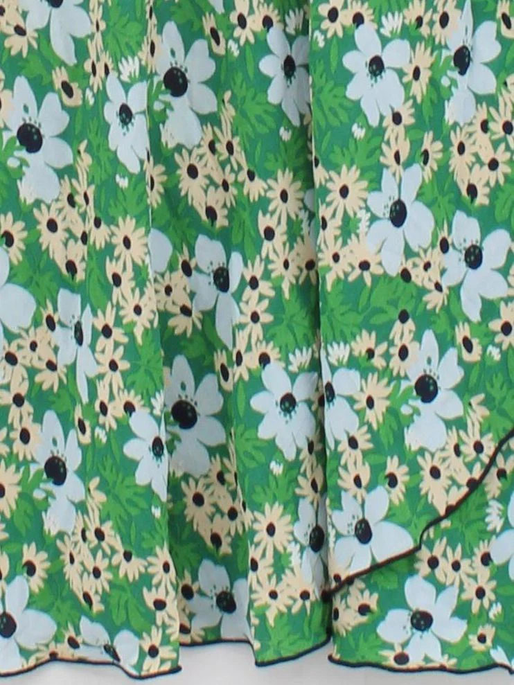 Arket Women's Mini Skirt XS Green Floral 100% Viscose Short Mini - Image 4