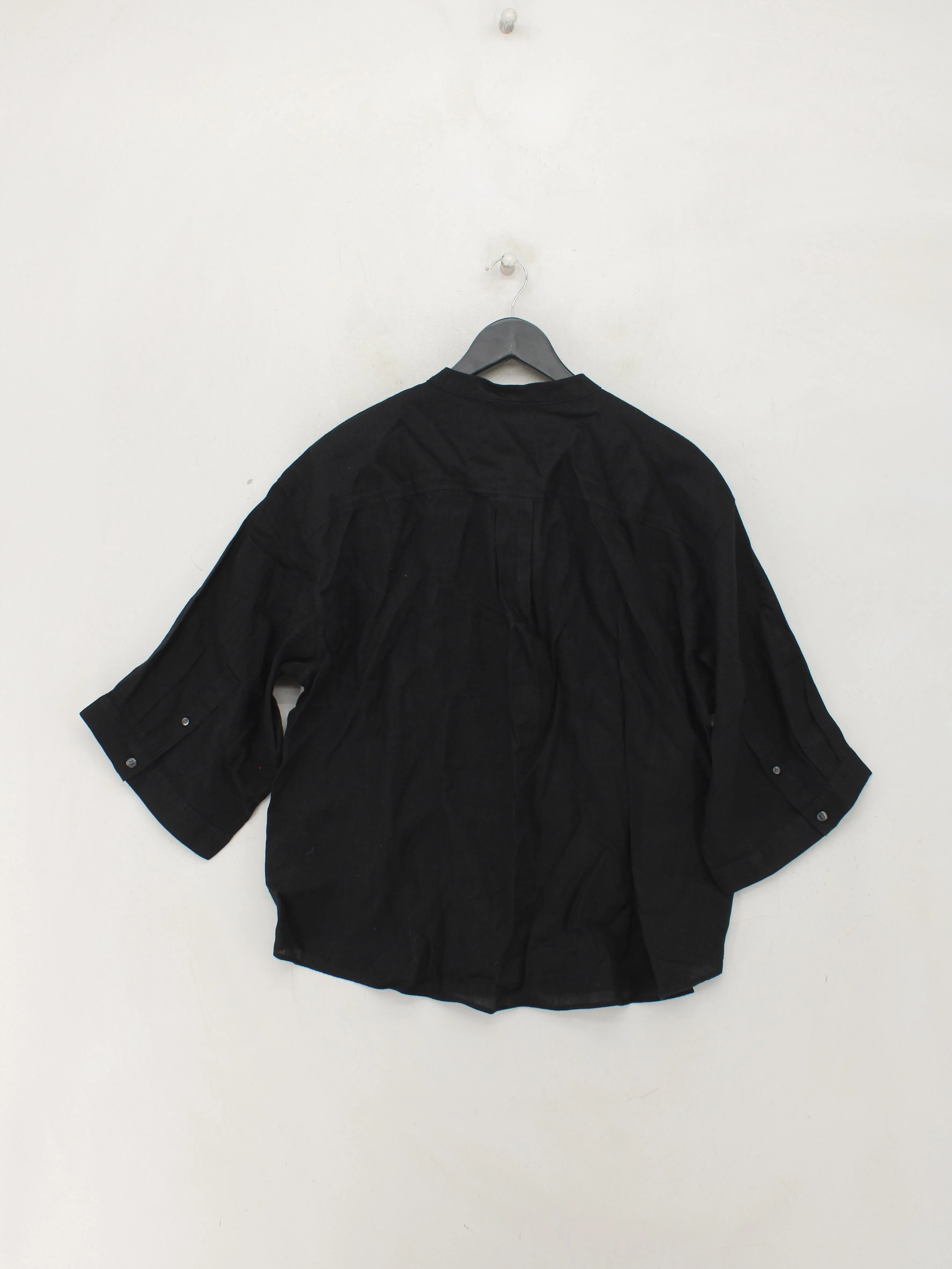 Arket Women's Shirt S Black 100% Linen 3/4 Sleeve Collared Basic New with tags - Image 2