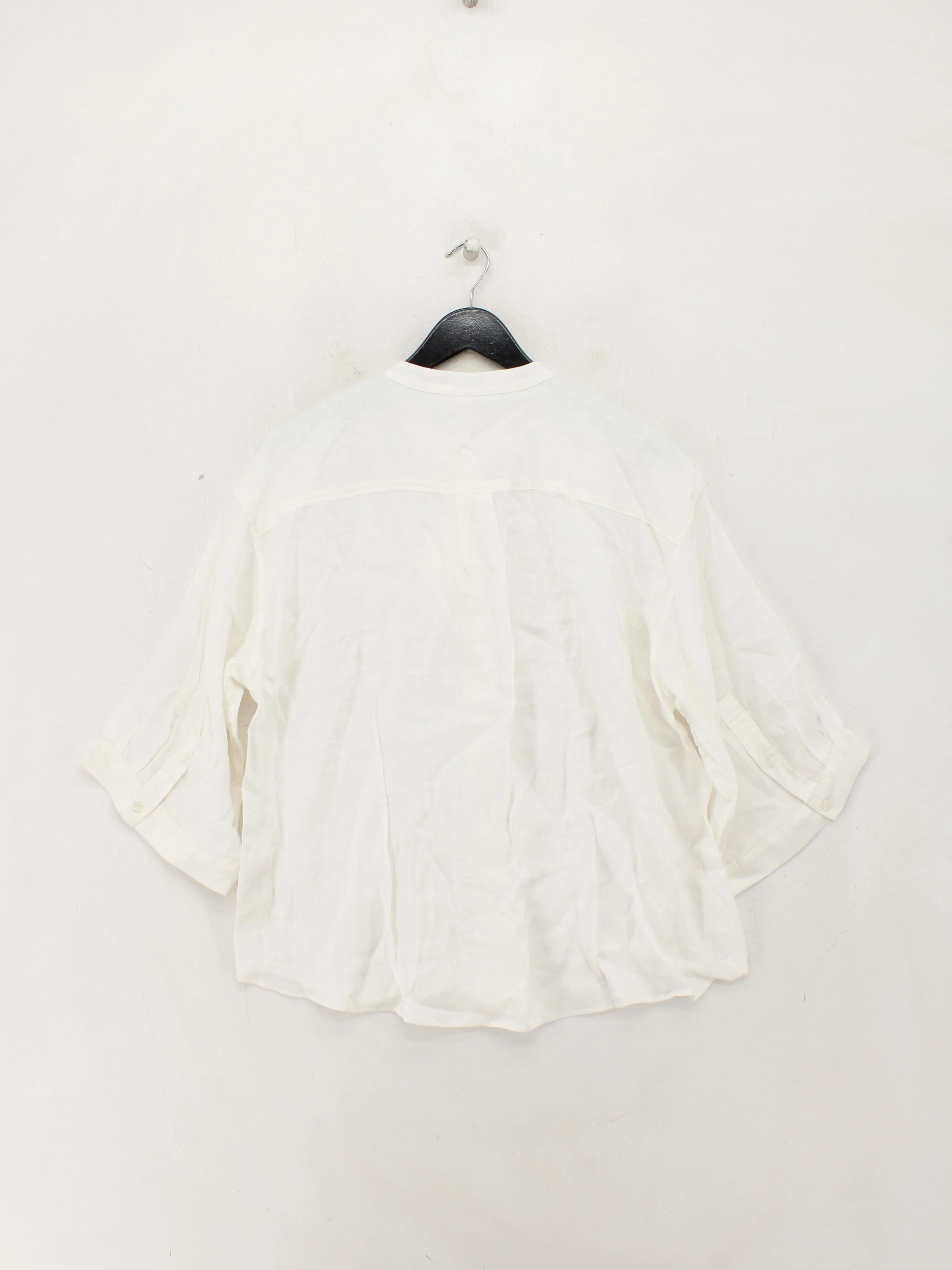Arket Women's Shirt S White 100% Linen 3/4 Sleeve Collared Basic New with tags - Image 2
