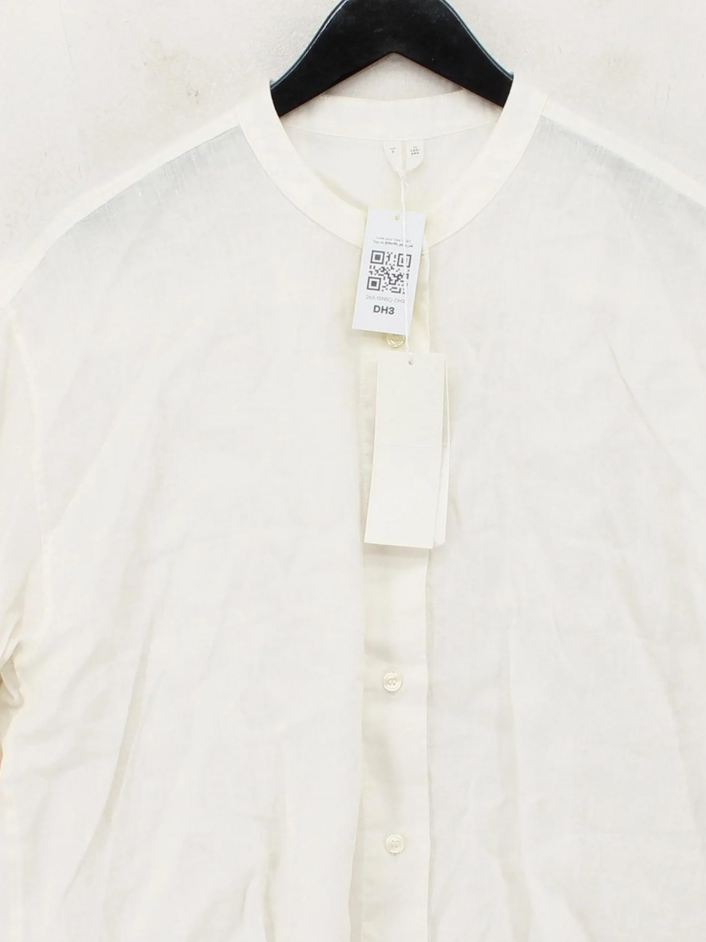 Arket Women's Shirt S White 100% Linen 3/4 Sleeve Collared Basic New with tags - Image 3