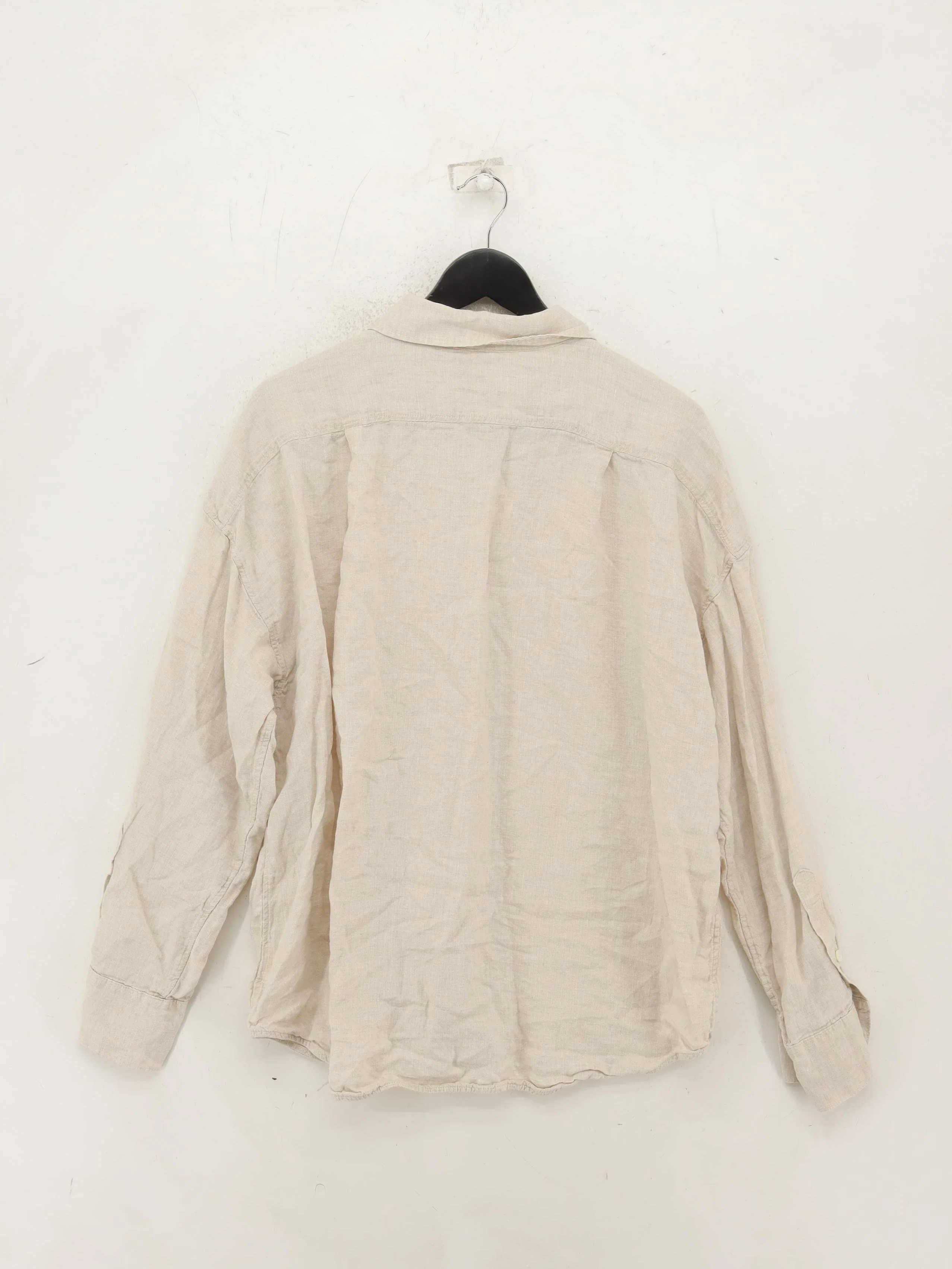 Arket Women's Shirt UK 16 Cream 100% Linen Long Sleeve Collared Basic - Image 2