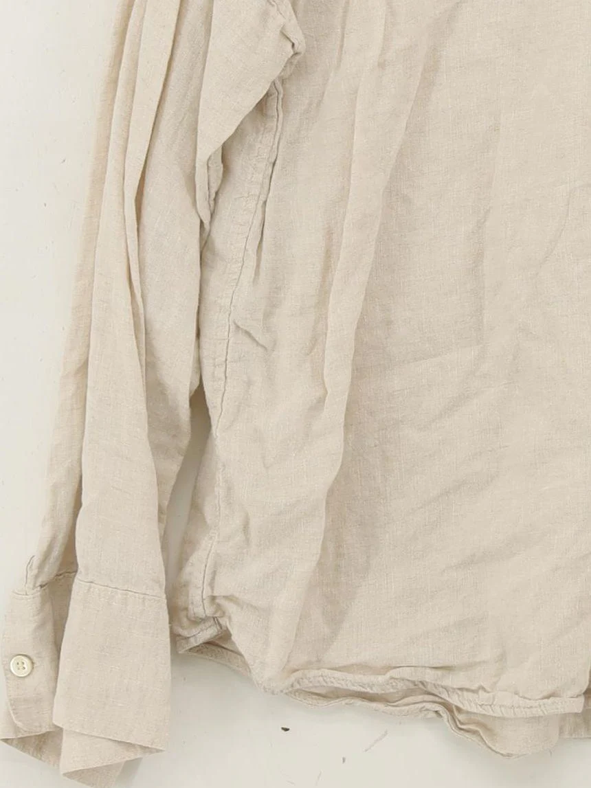 Arket Women's Shirt UK 16 Cream 100% Linen Long Sleeve Collared Basic - Image 4