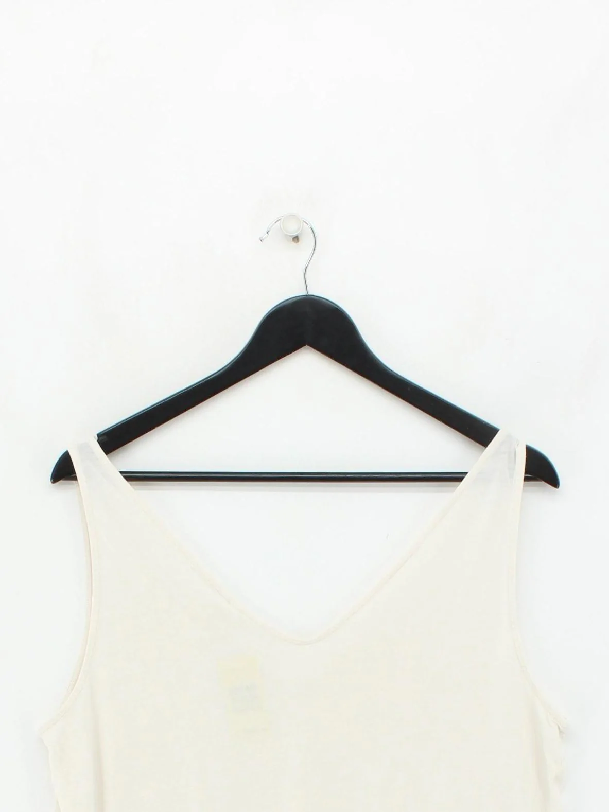 Arket Women's T-Shirt M Cream Lyocell Modal with Cotton Sleeveless V-Neck Basic - Image 2