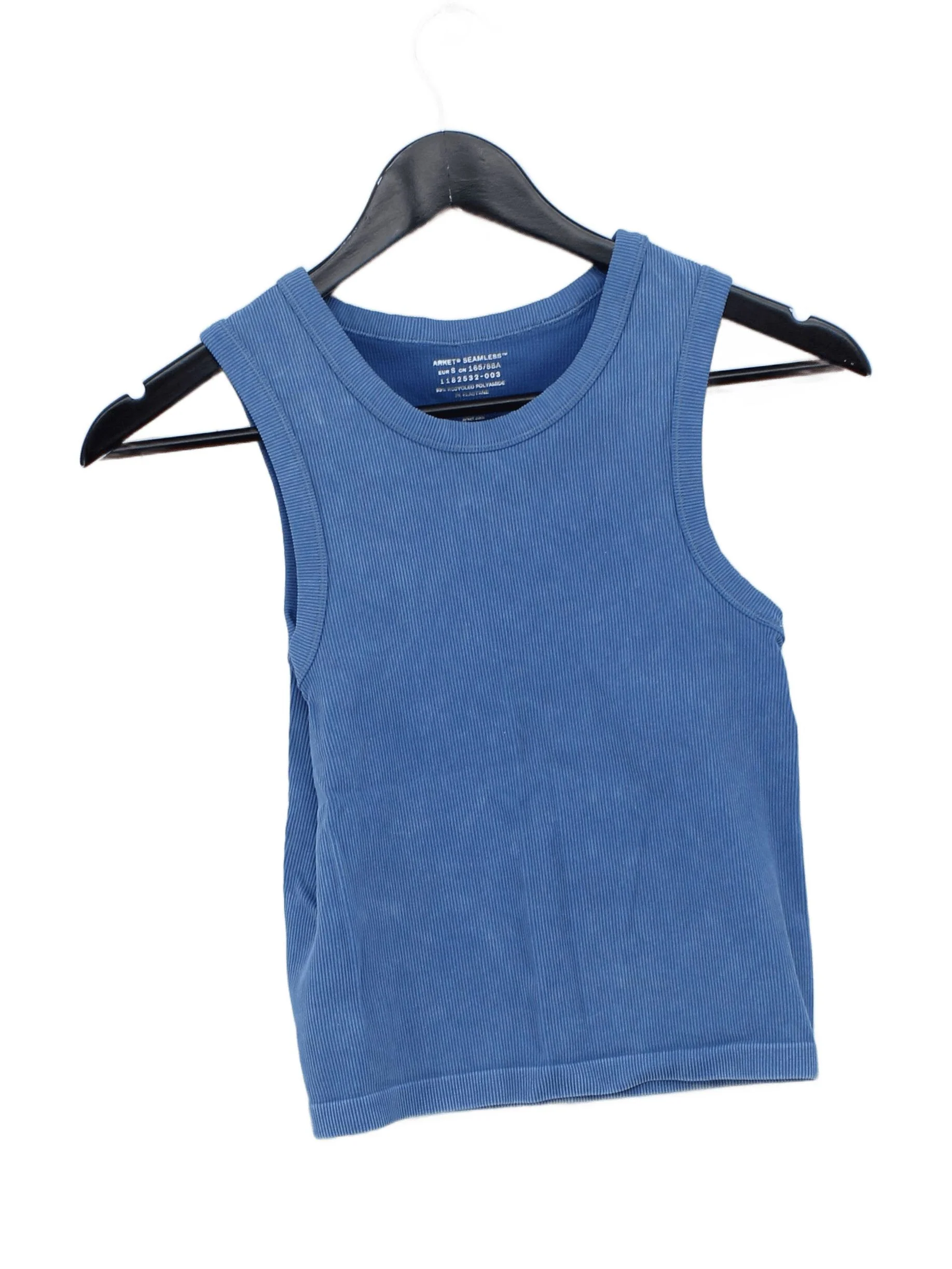 Arket Women's T-Shirt S Blue Polyamide with Elastane Sleeveless Round Neck Basic