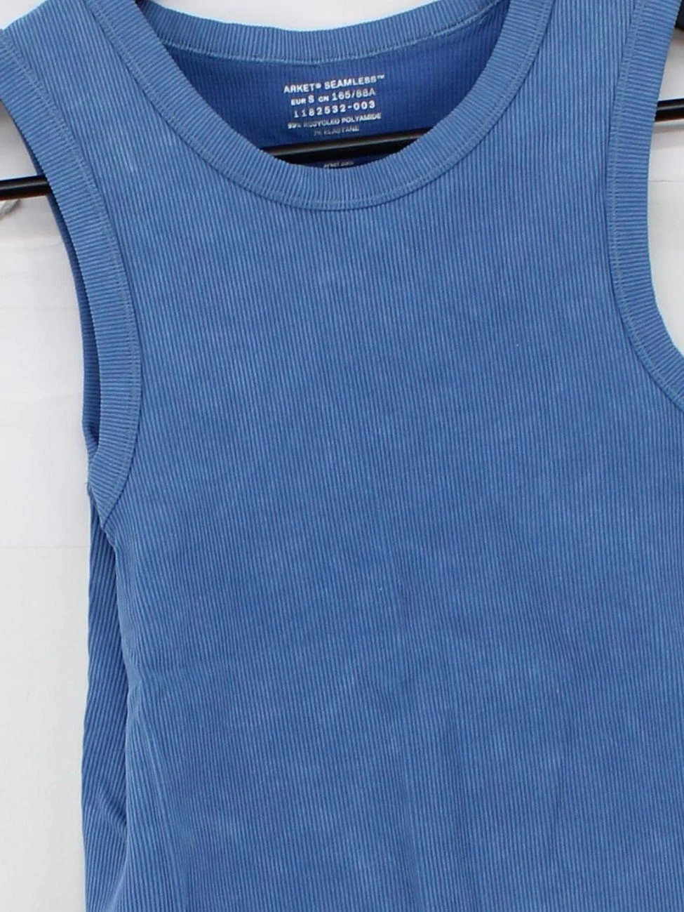 Arket Women's T-Shirt S Blue Polyamide with Elastane Sleeveless Round Neck Basic - Image 3