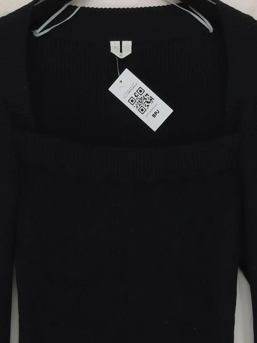 Arket Women's Top S Black Cotton with Polyamide, Elastane Basic - Image 3