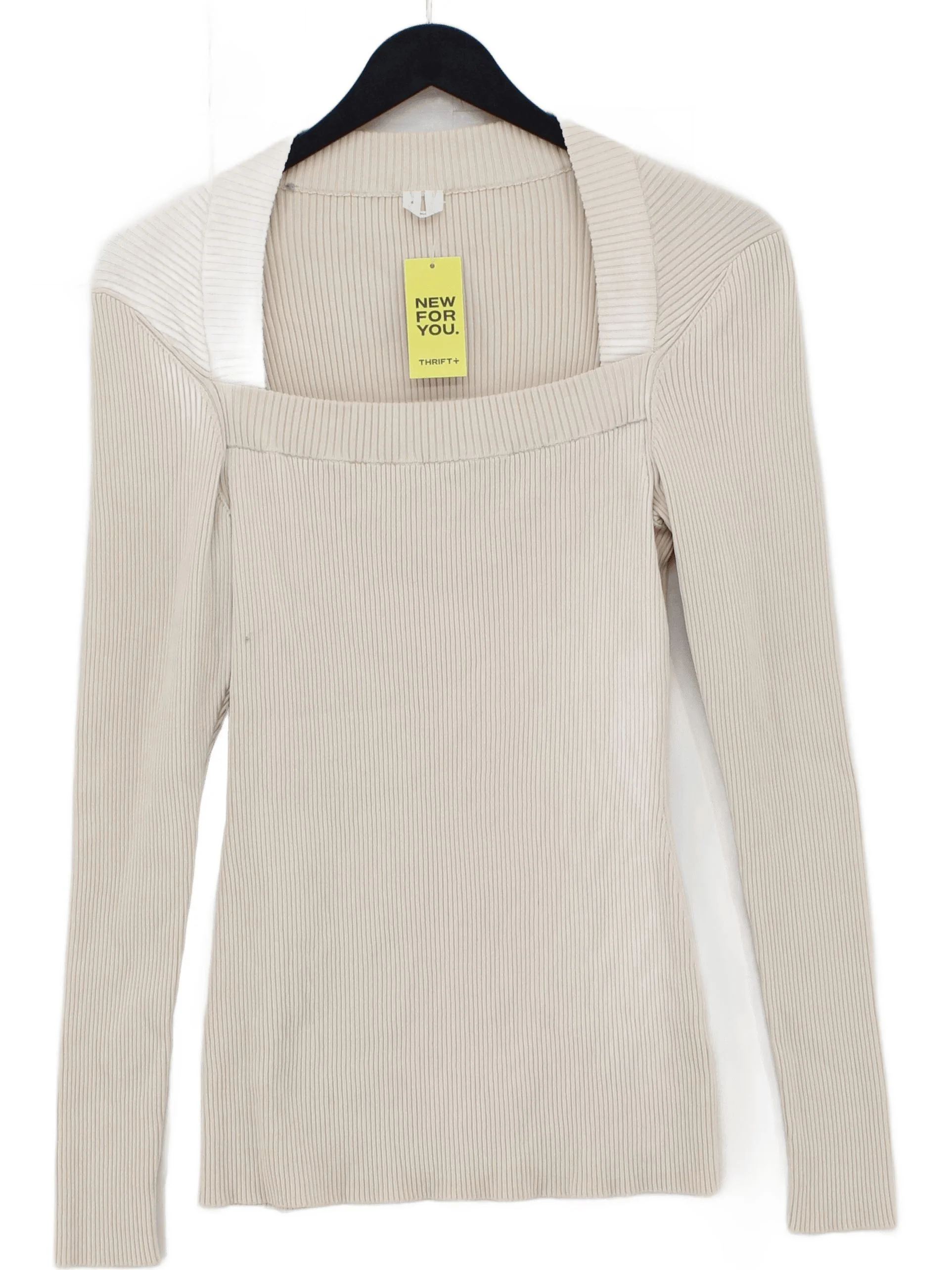 Arket Women's Top S Cream Cotton with Polyamide, Elastane Basic