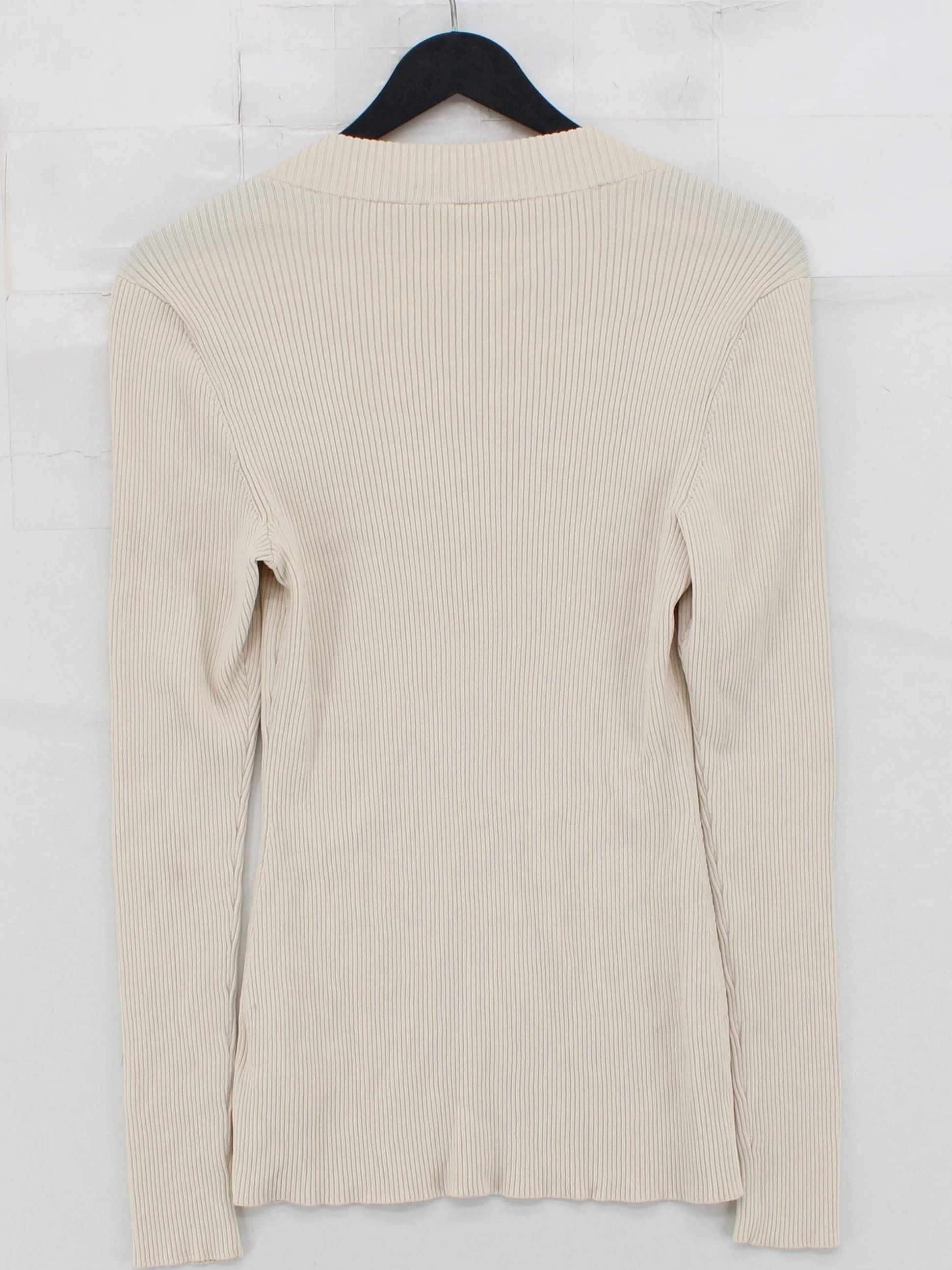 Arket Women's Top S Cream Cotton with Polyamide, Elastane Basic - Image 2