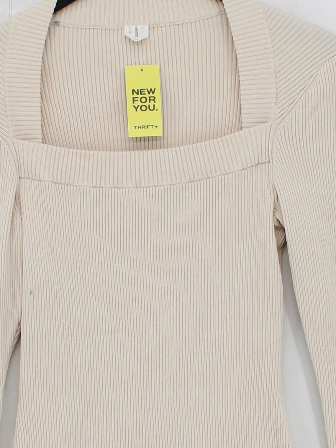 Arket Women's Top S Cream Cotton with Polyamide, Elastane Basic - Image 3