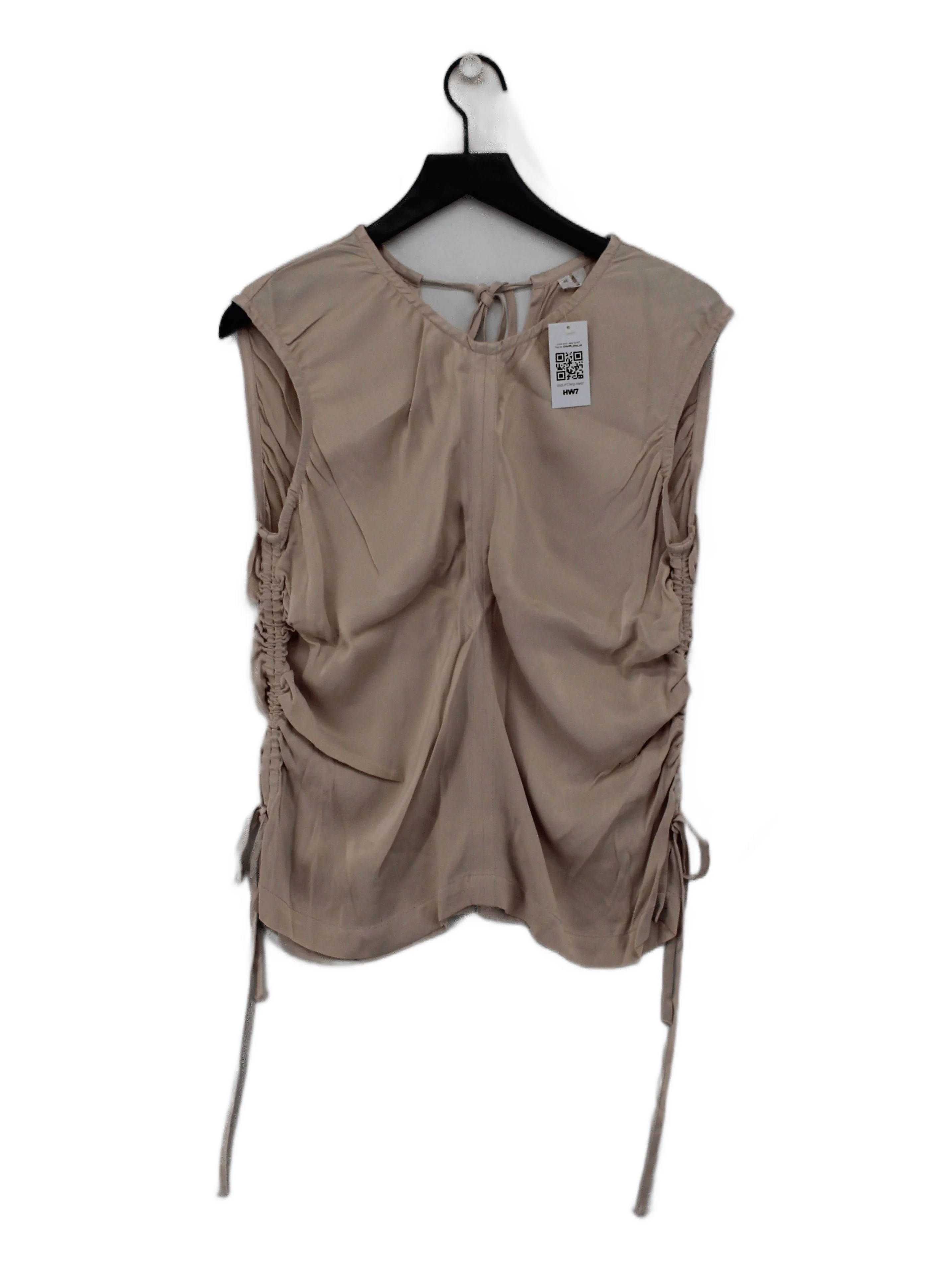 Arket Women's Top UK 16 Tan 100% Viscose Sleeveless V-Neck Basic