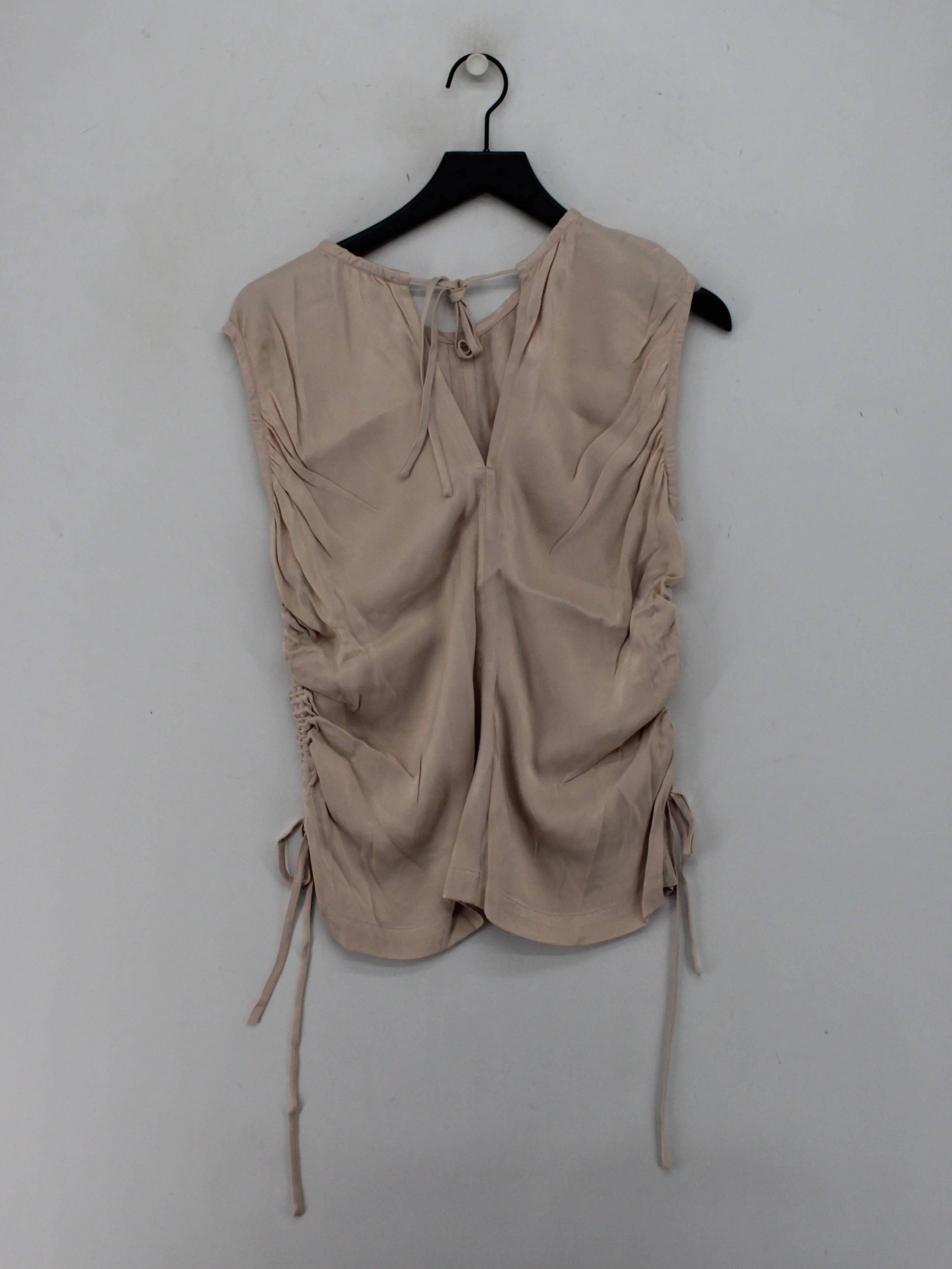 Arket Women's Top UK 16 Tan 100% Viscose Sleeveless V-Neck Basic - Image 2