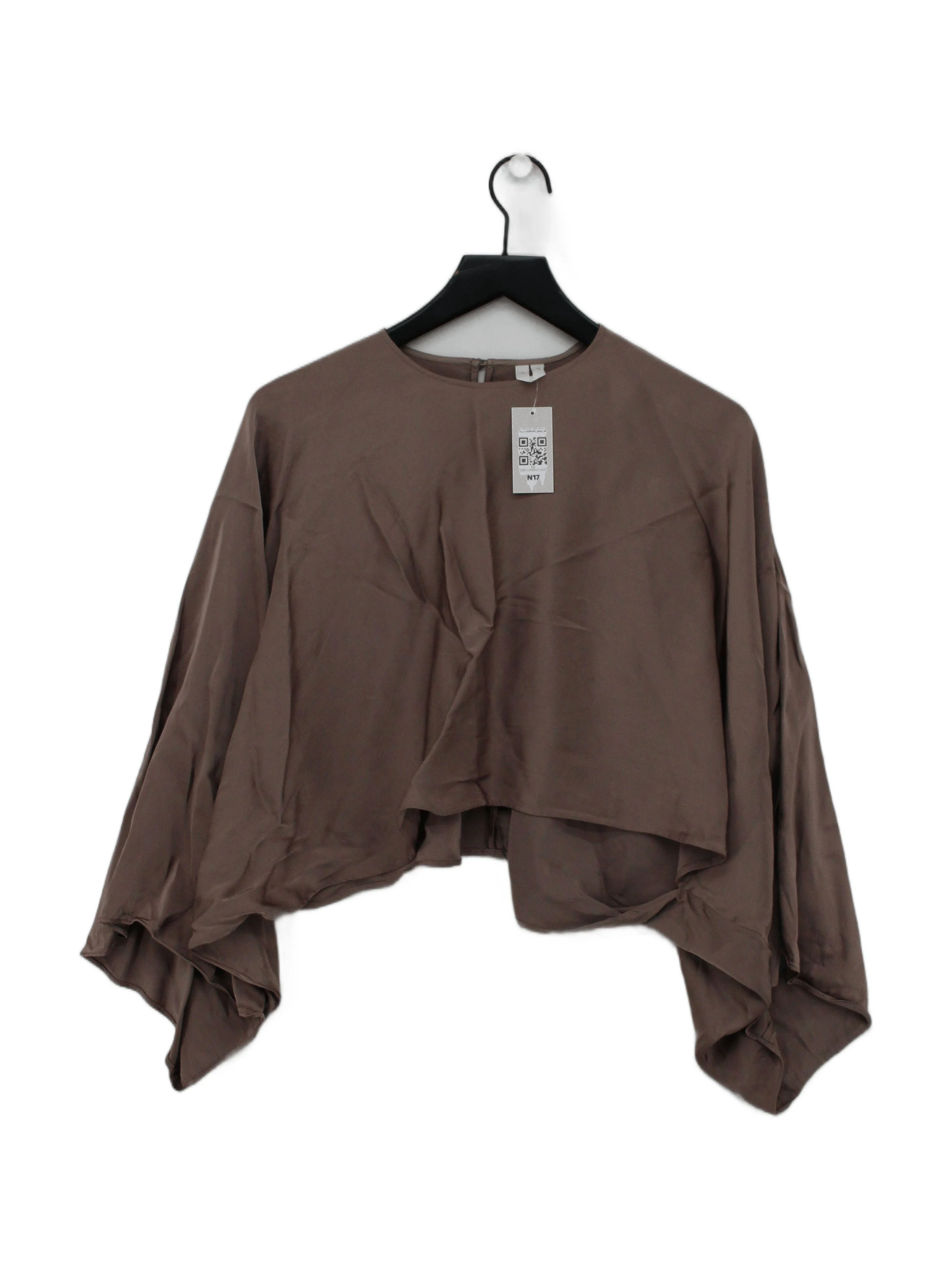 Arket Women's Top UK 6 Brown 100% Other Long Sleeve Round Neck Cropped