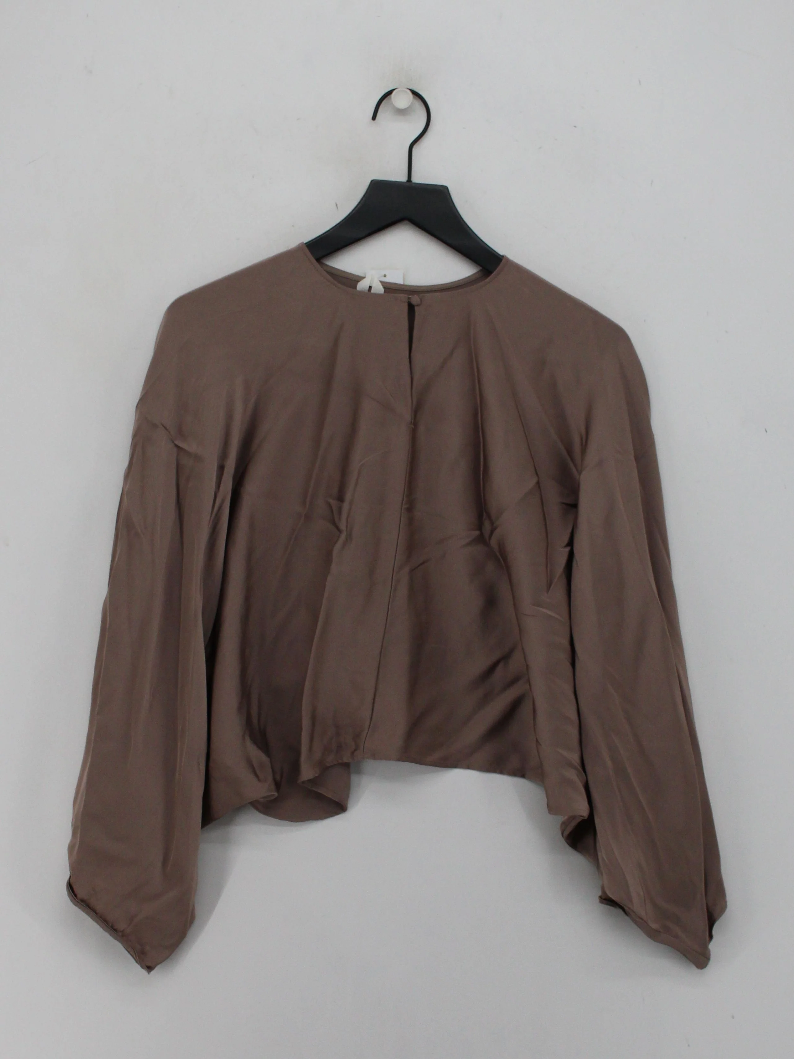 Arket Women's Top UK 6 Brown 100% Other Long Sleeve Round Neck Cropped - Image 2