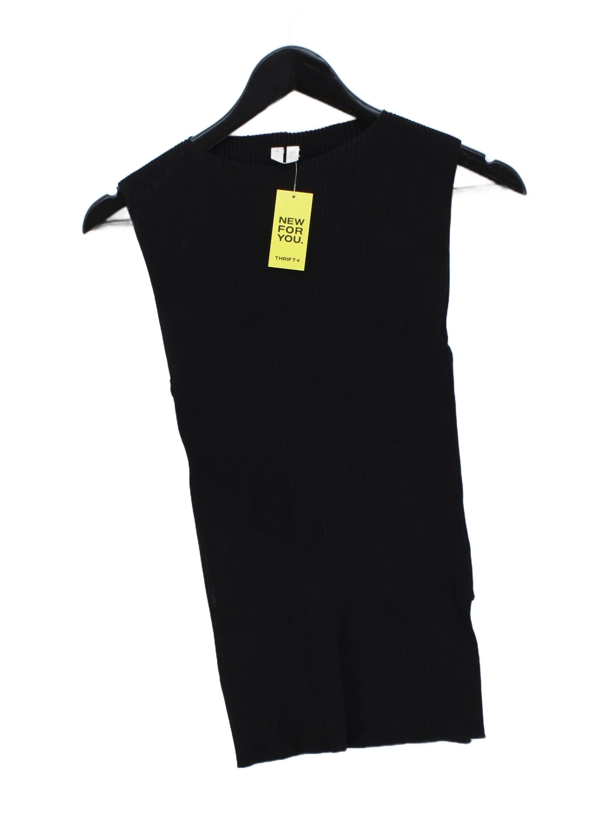 Arket Women's Top XS Black Viscose with Polyester Sleeveless Round Neck Basic