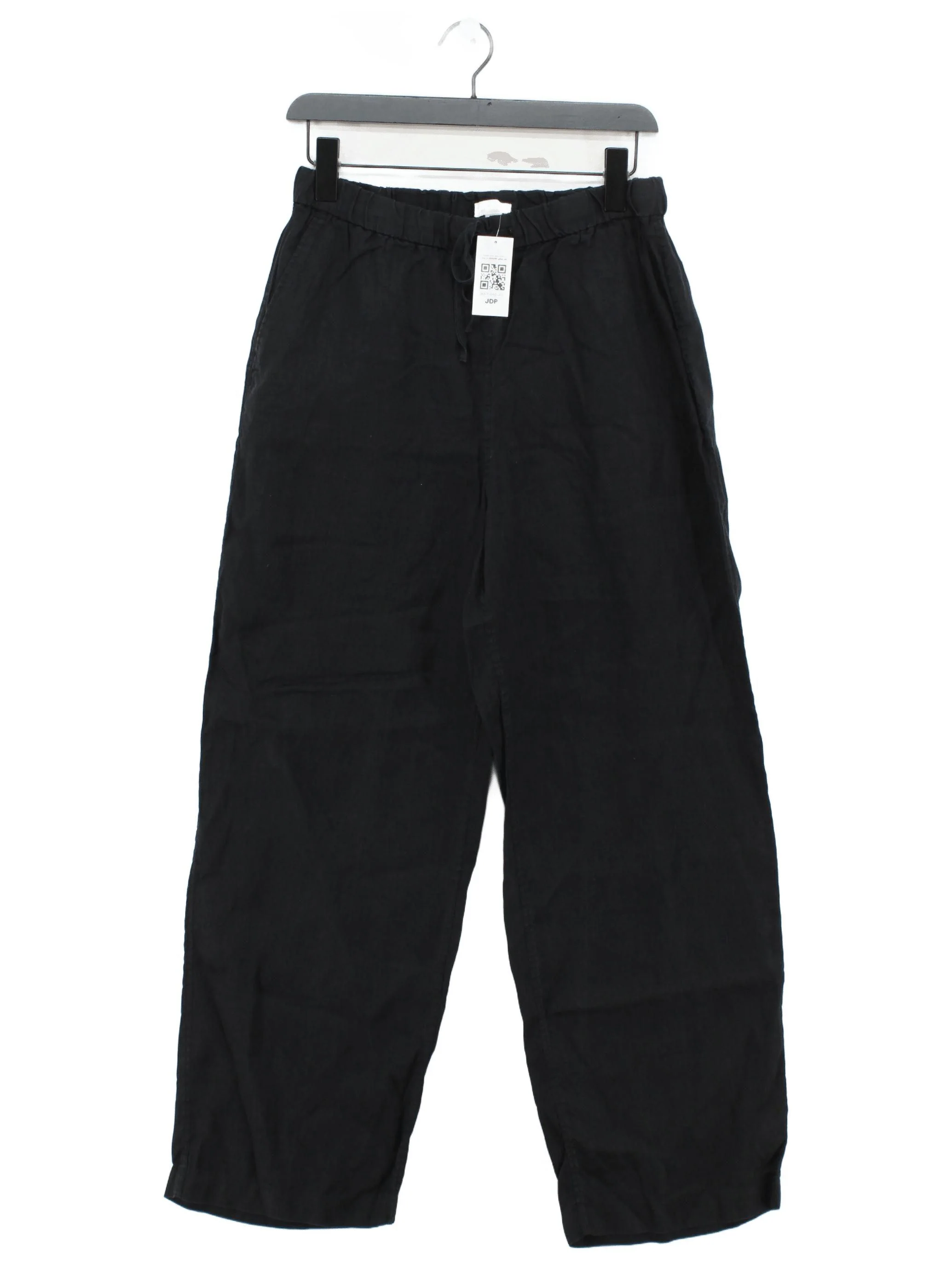 Arket Women's Trousers M Black 100% Linen Wide-Leg Sweatpants