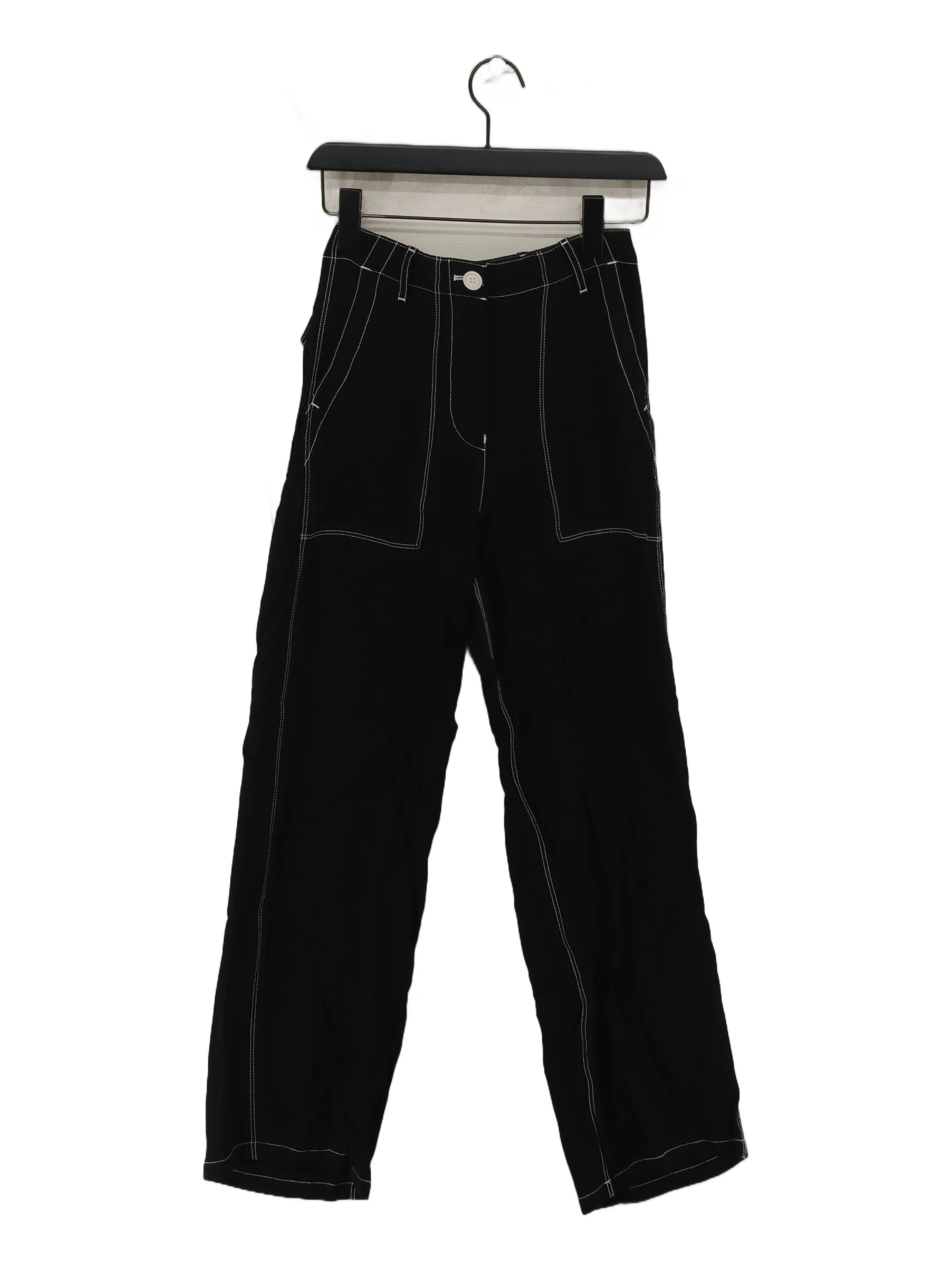 Arket Women's Trousers UK 6 Black 100% Viscose Straight Chino