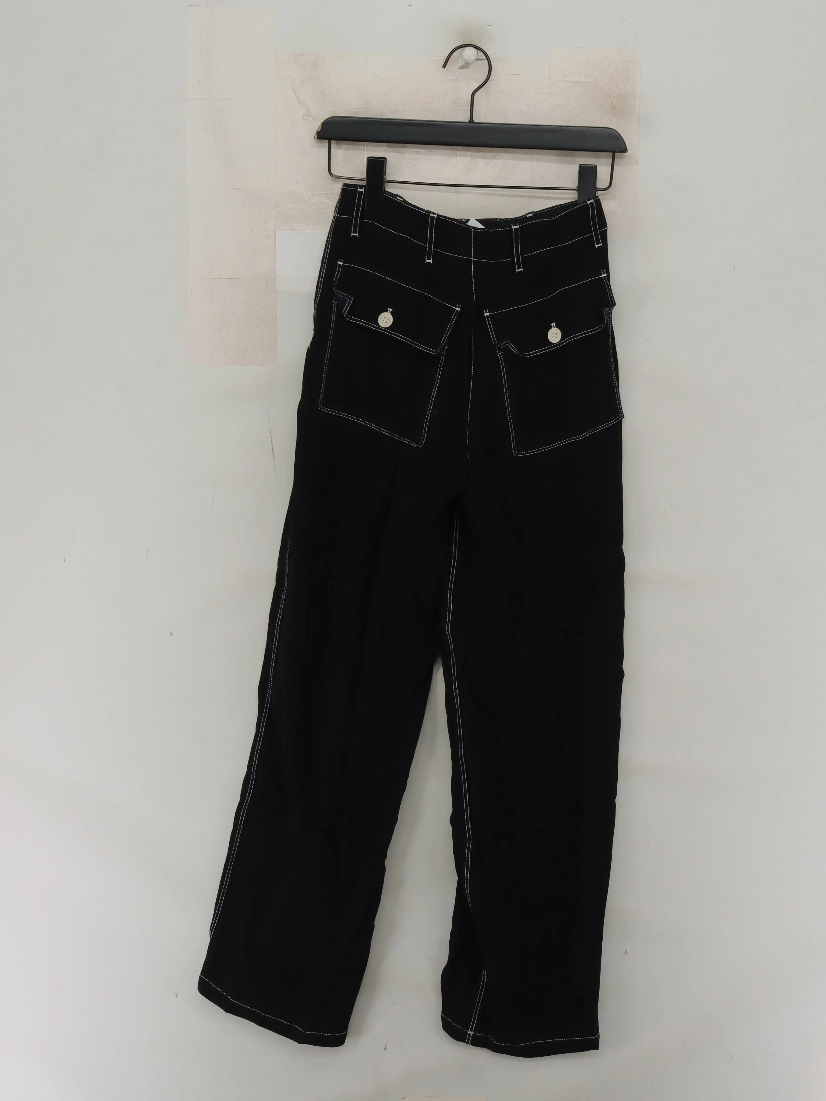 Arket Women's Trousers UK 6 Black 100% Viscose Straight Chino - Image 2