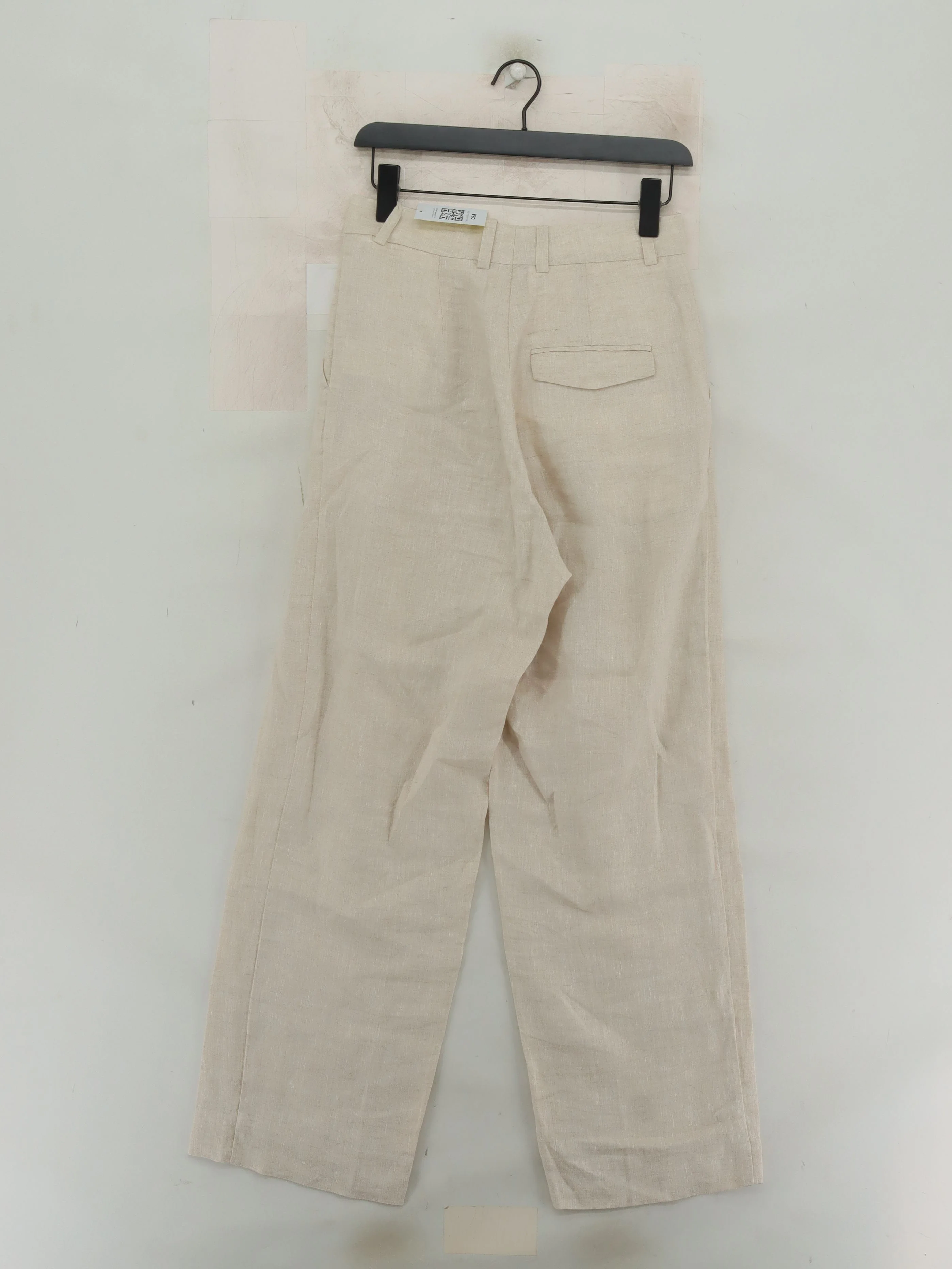 Arket Women's Trousers UK 8 Cream Linen with Cotton Wide-Leg Chino - Image 2