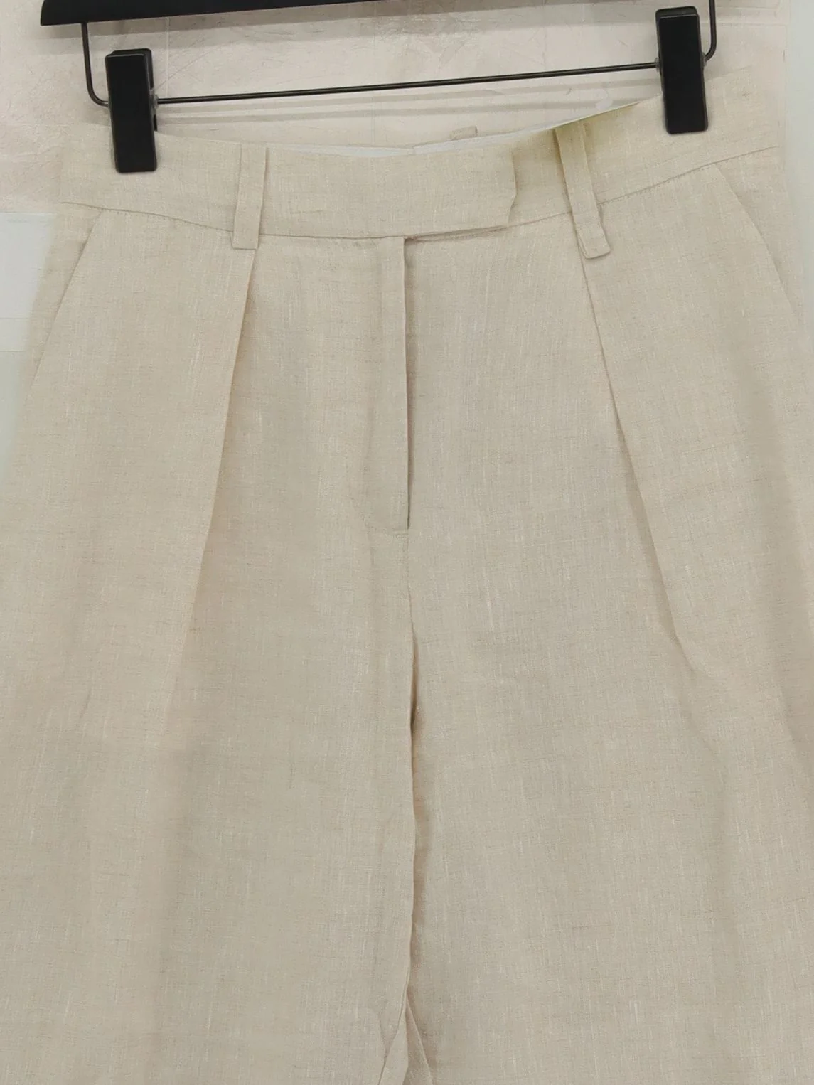 Arket Women's Trousers UK 8 Cream Linen with Cotton Wide-Leg Chino - Image 3