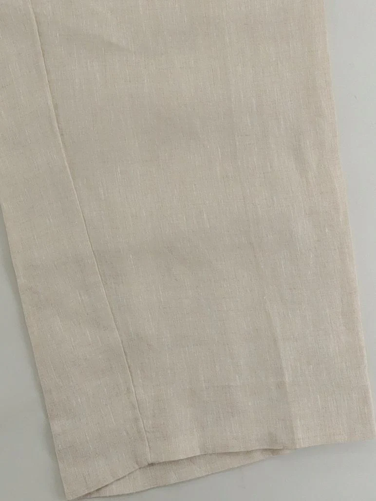 Arket Women's Trousers UK 8 Cream Linen with Cotton Wide-Leg Chino - Image 4