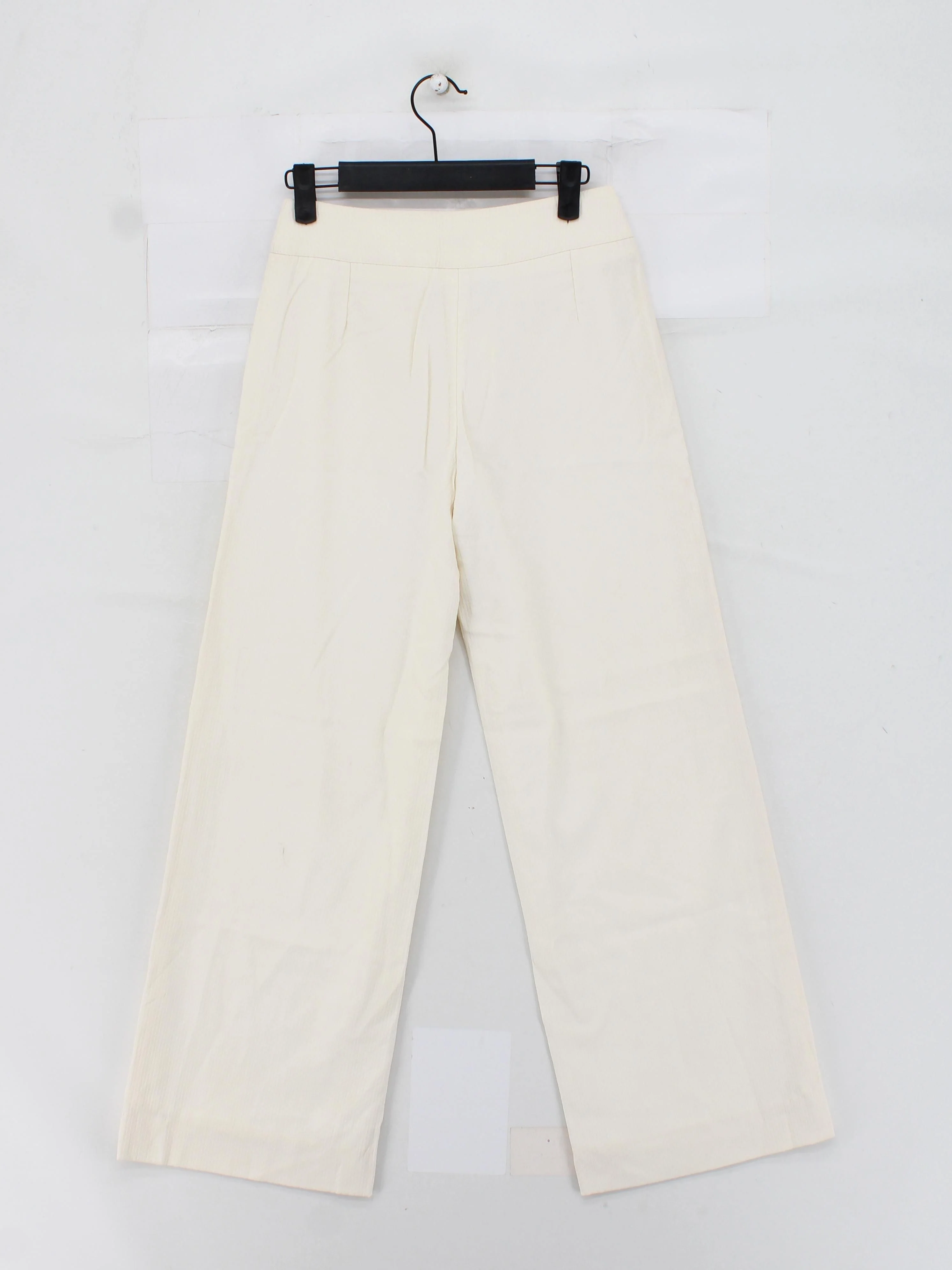 Armani Collezioni Women's Trousers UK 10 Cream Wool - Image 2
