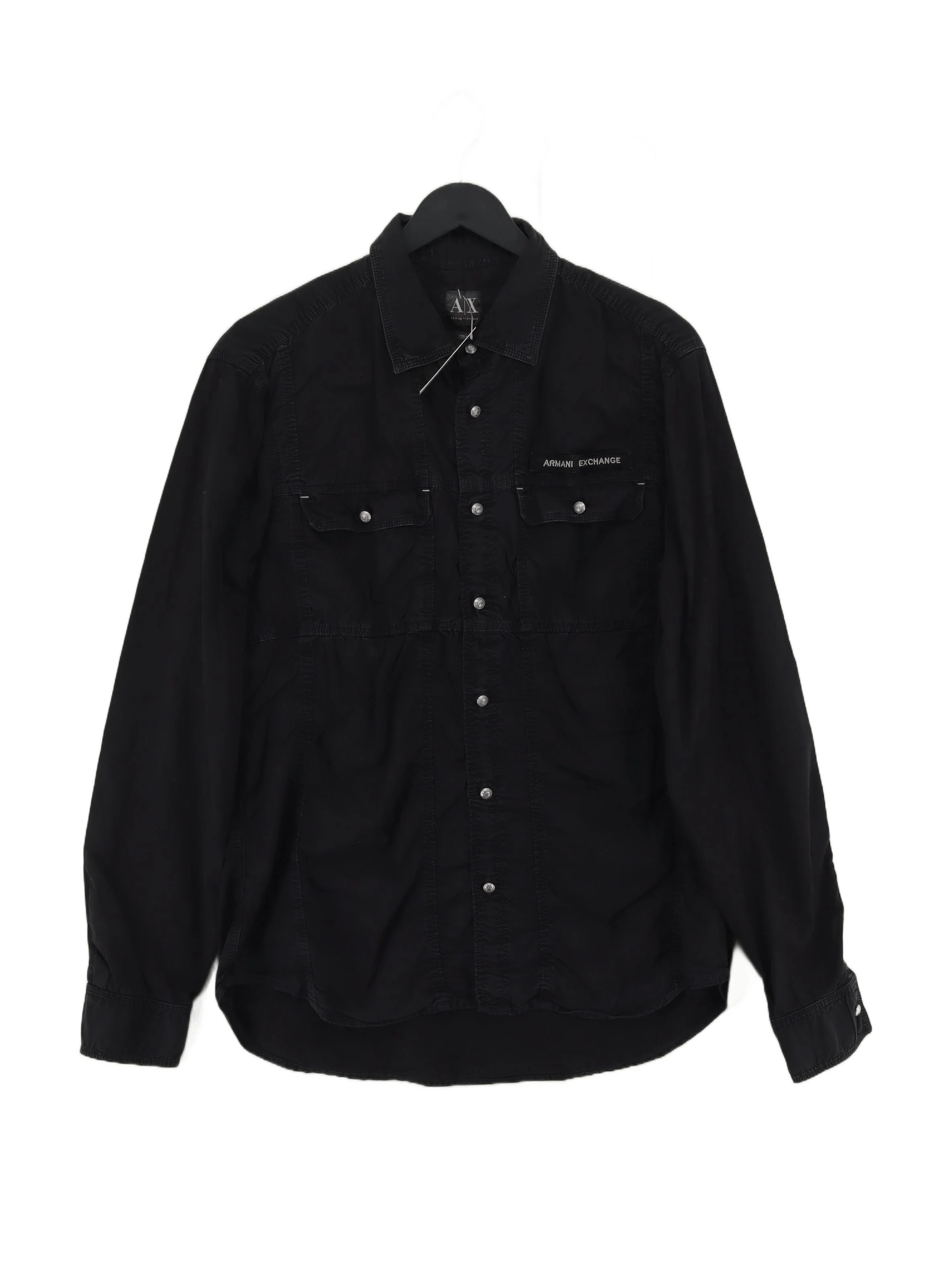 Armani Exchange Men's Shirt M Black 100% Cotton Basic
