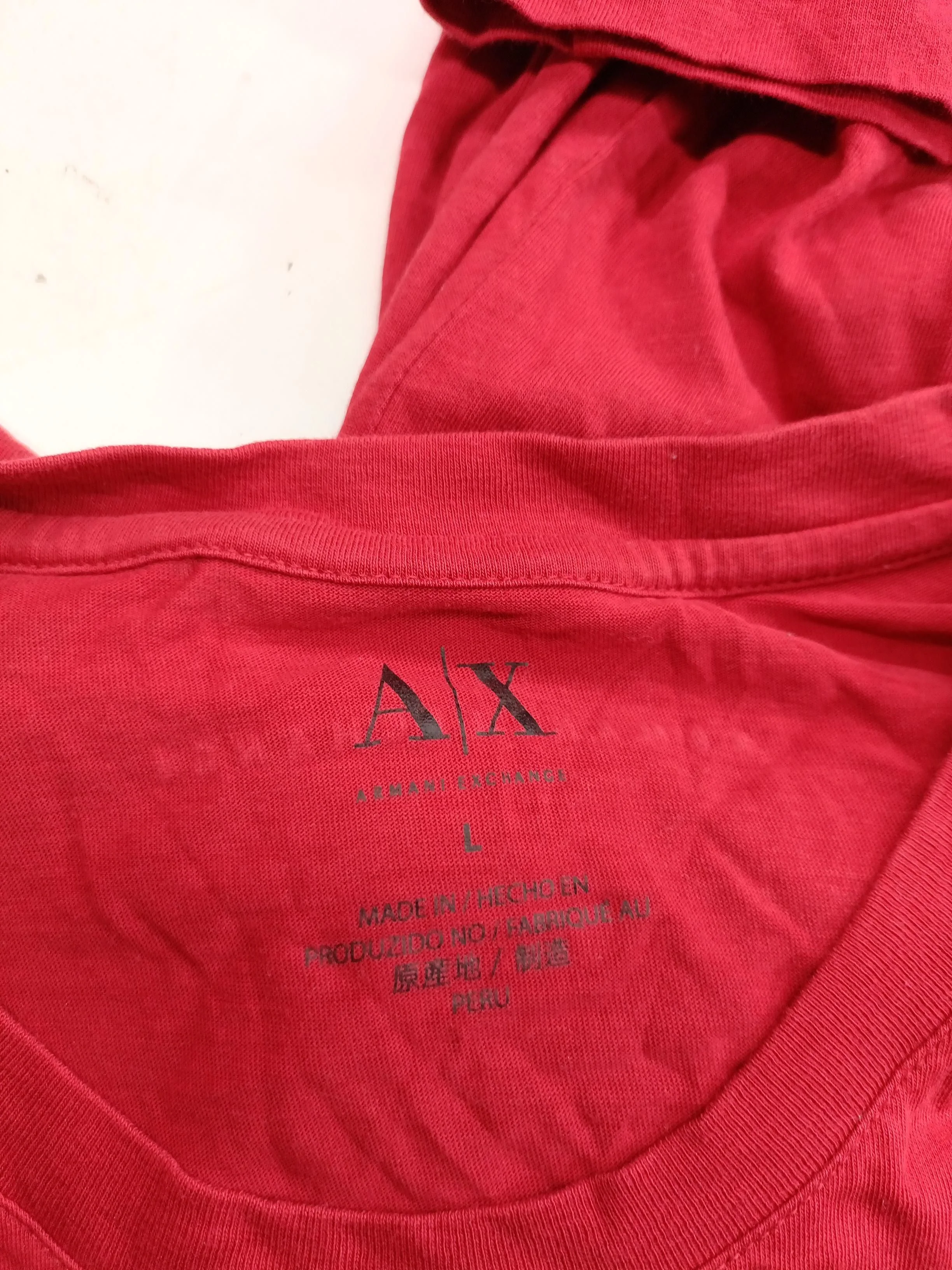 Armani Exchange Men's T-Shirt L Red Graphic 100% Cotton Basic - Image 5