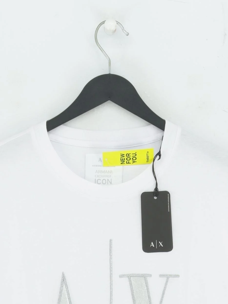 Armani Exchange Women's T-Shirt XL White 100% Cotton Basic New with tags - Image 3