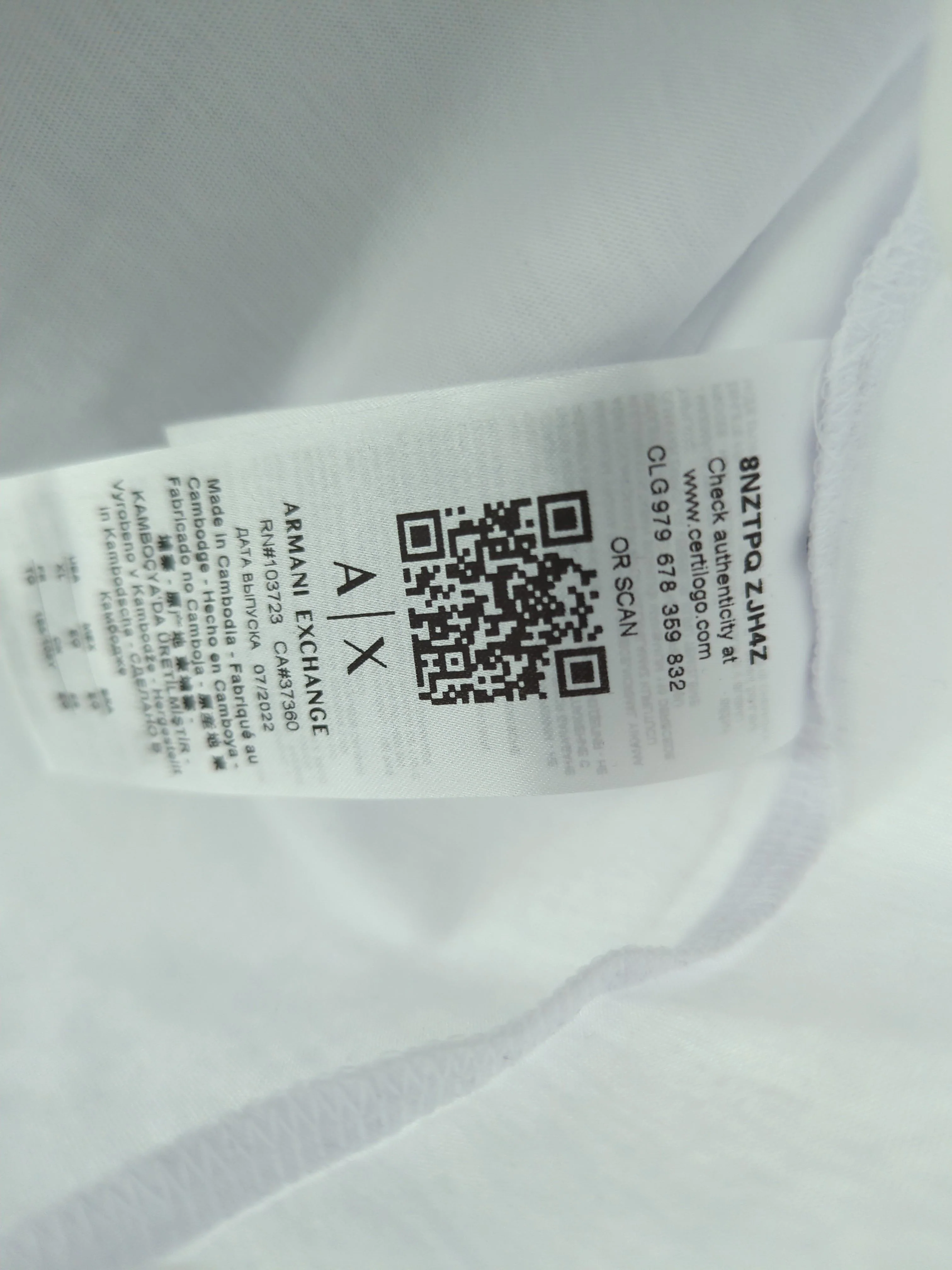 Armani Exchange Women's T-Shirt XL White 100% Cotton Basic New with tags - Image 6