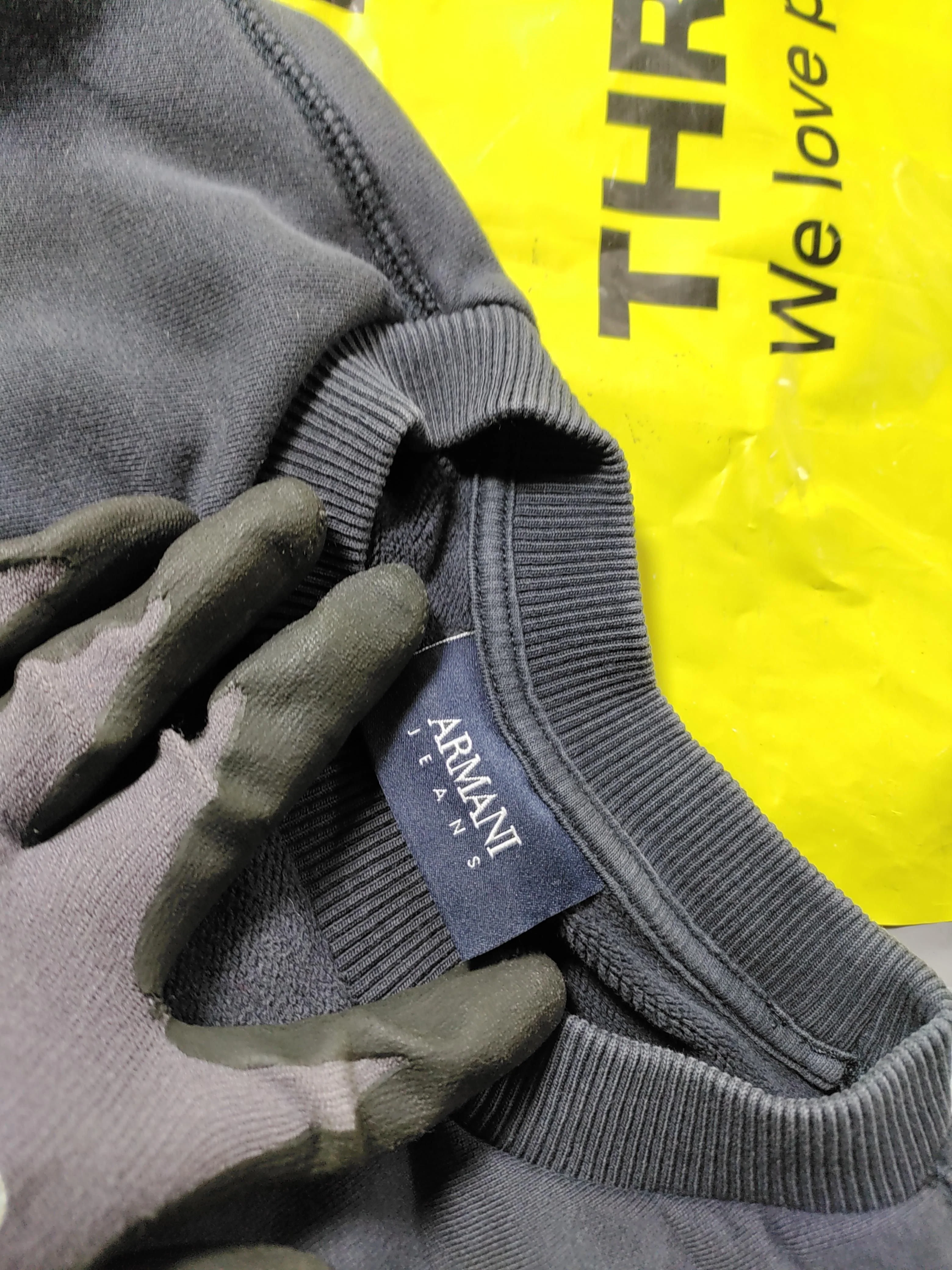 Armani Jeans Men's Jumper L Grey Cotton with Elastane Round Neck Pullover - Image 5