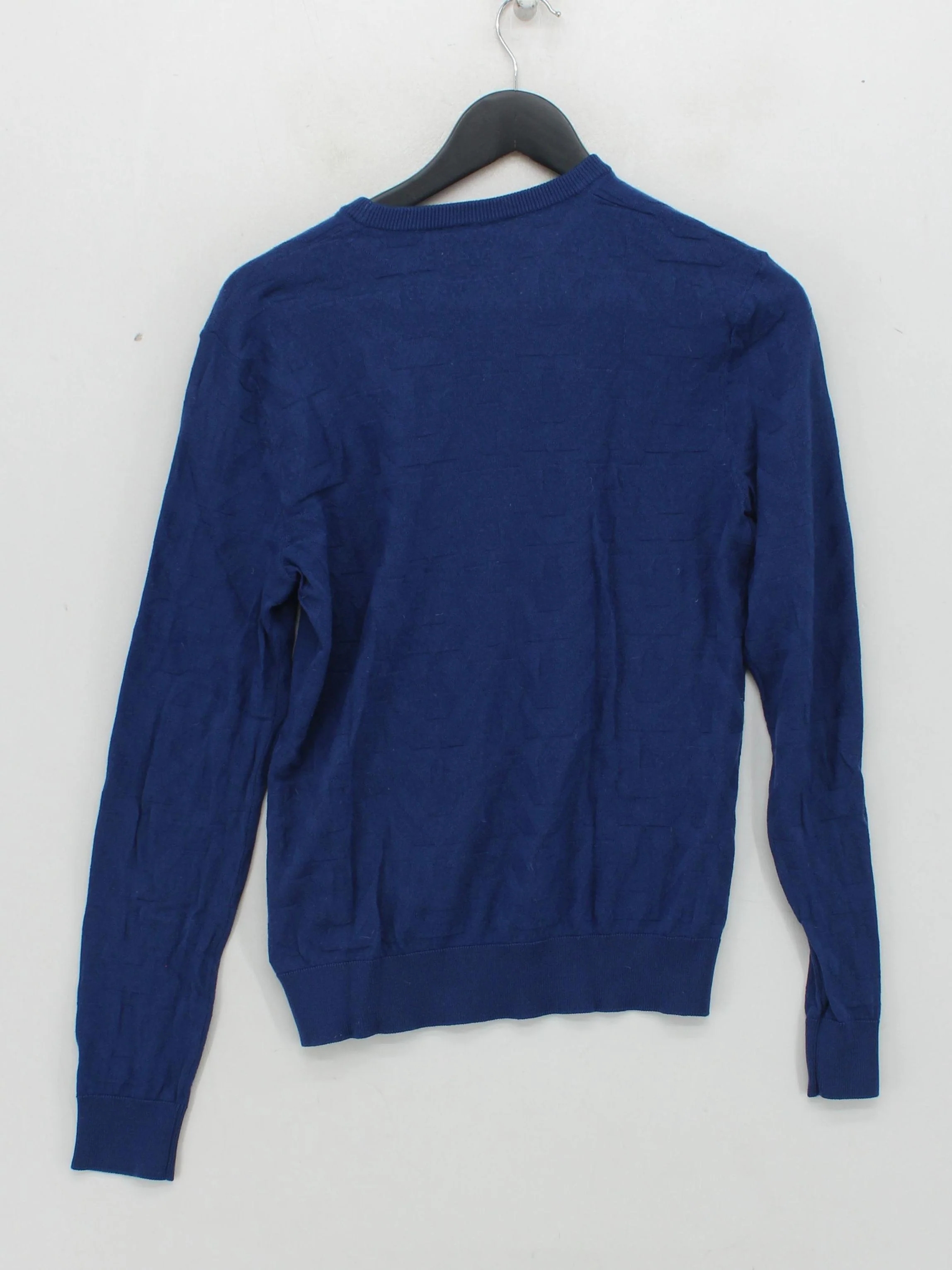 Armani Jeans Men's Jumper M Blue Geometric Wool with Acrylic Crew Neck Pullover - Image 2